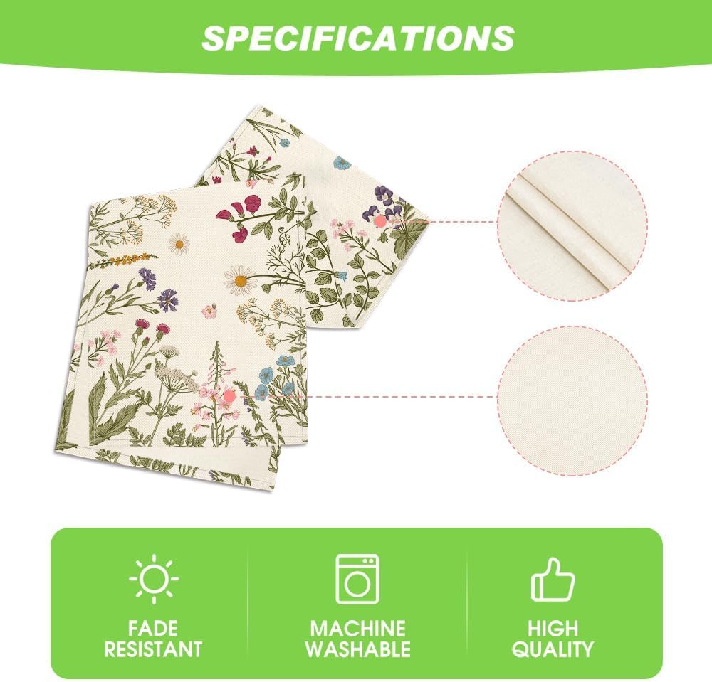 Flowers Spring Table Runner, Seasonal Kitchen Dining Table Decoration for Home Party Decor 13x72 Inch - Image 5