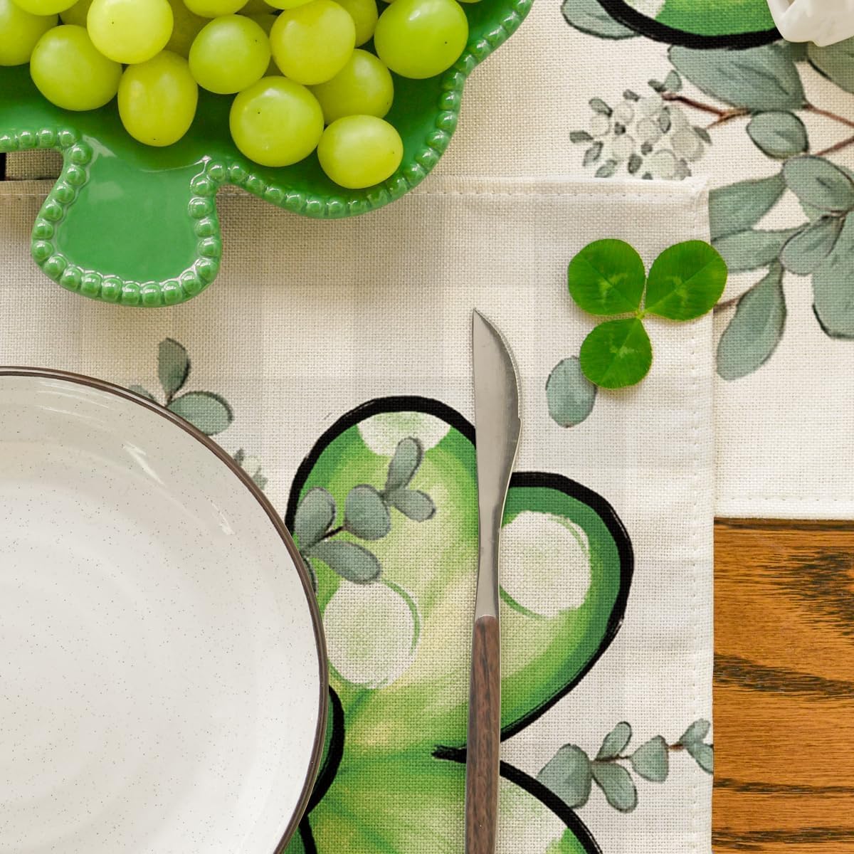 Bufflao Plaid Shamrock St. Patrick's Day Placemats Set of 4, 12x18 Inch Seasonal Spring Table Mats for Party Kitchen Dining Decoration - Image 7
