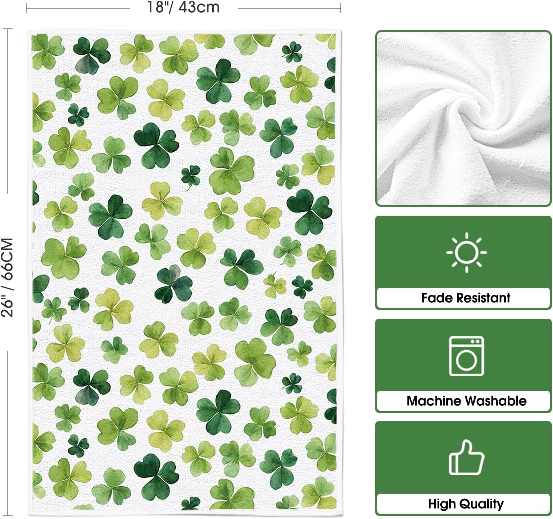 Beige Shamrocks St. Patrick's Day Kitchen Towels Dish Towels, 18x26 Inch Seasonal Spring Decoration Hand Towels Set of 2 - Image 6