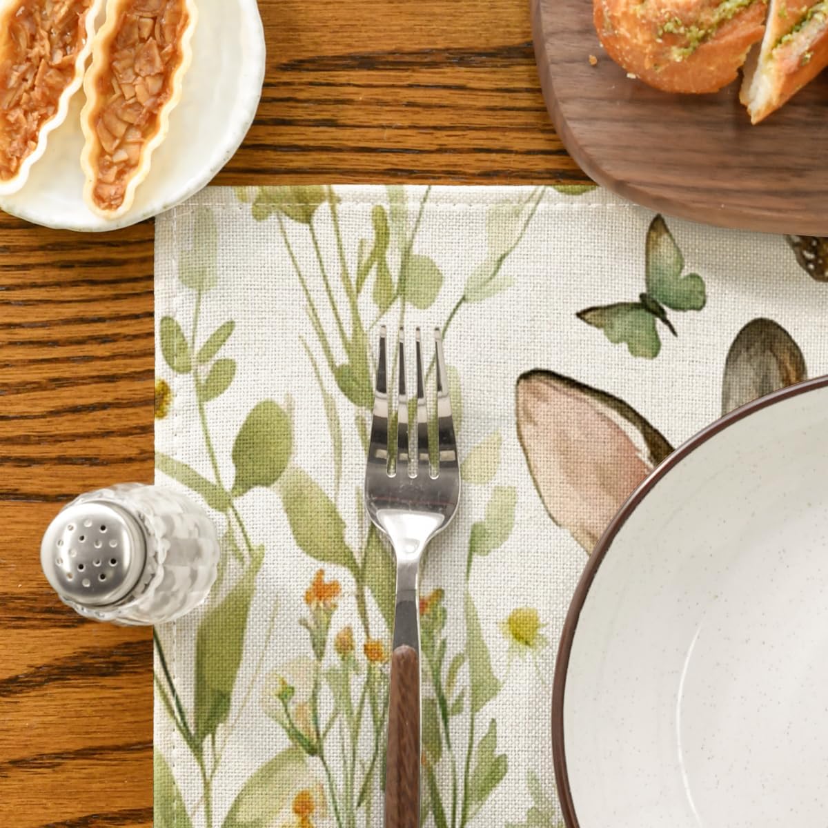 Egg Bunny Rabbit Butterfly Floral Easter Placemats Set of 4, 12x18 Inch Spring Table Mats for Outdoor Home Party Kitchen Dining Decor - Image 7