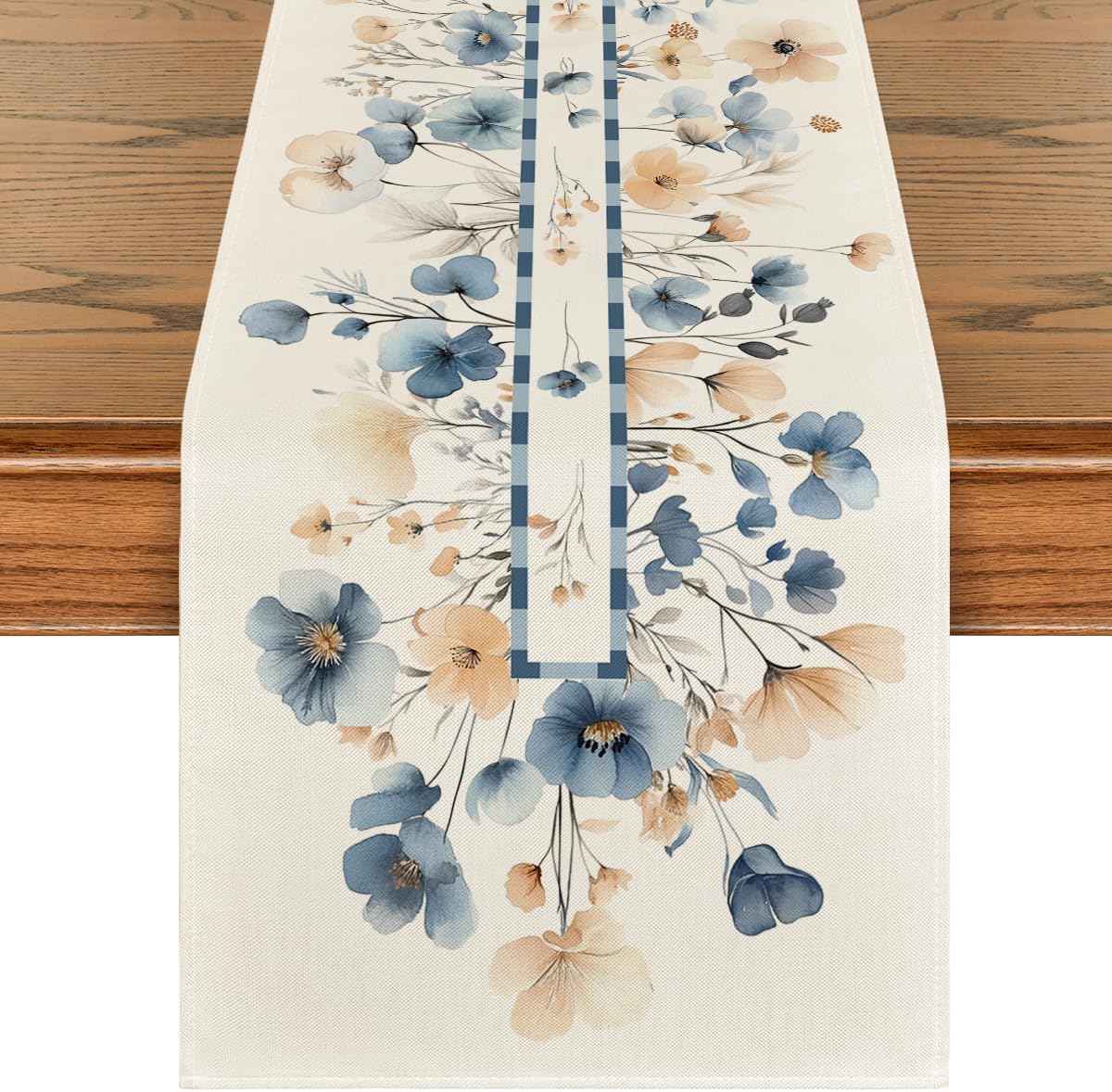 Bloom Flowers Floral Weeds Spring Table Runner, Seasonal Summer Kitchen Dining Table Decoration for Home Party Decor 13x72 Inch - Image 1