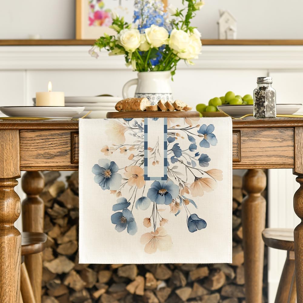 Bloom Flowers Floral Weeds Spring Table Runner, Seasonal Summer Kitchen Dining Table Decoration for Home Party Decor 13x72 Inch - Image 3