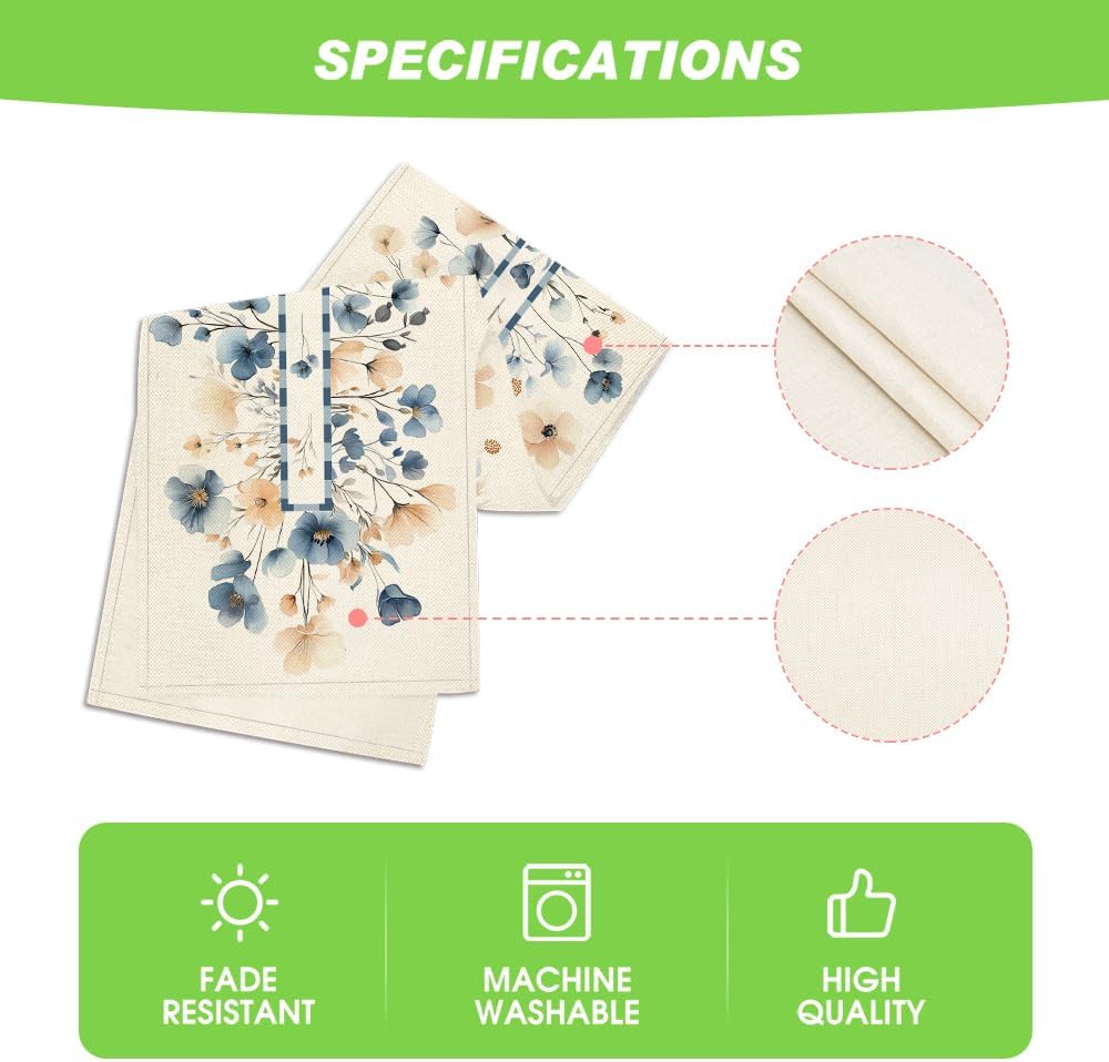 Bloom Flowers Floral Weeds Spring Table Runner, Seasonal Summer Kitchen Dining Table Decoration for Home Party Decor 13x72 Inch - Image 5