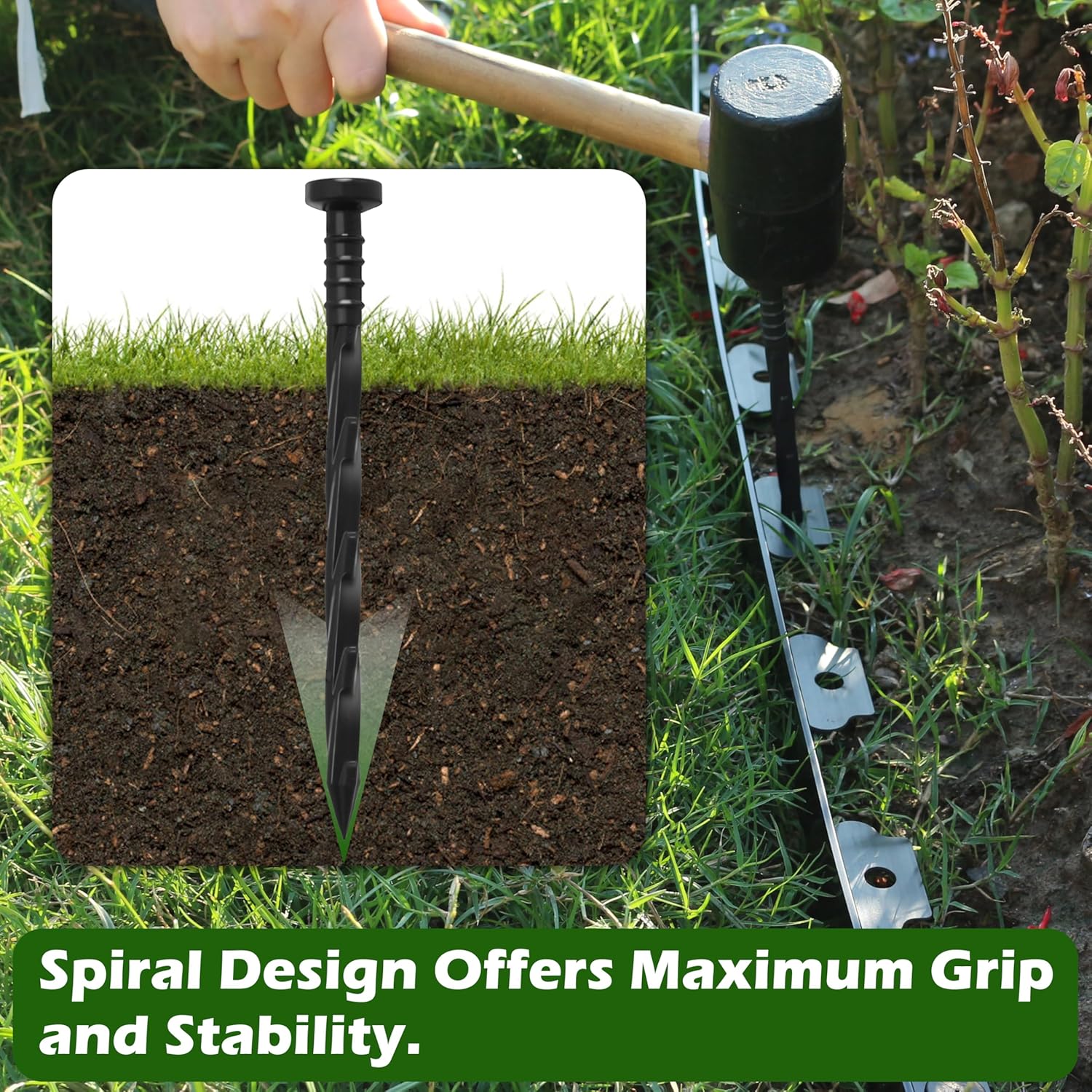 30 pcs Landscape Edging Anchoring Spikes, 6 inches Yard Lawn Paver Edging Stakes for Weed Barrier, Garden Fence, Artificial Turf - Image 4