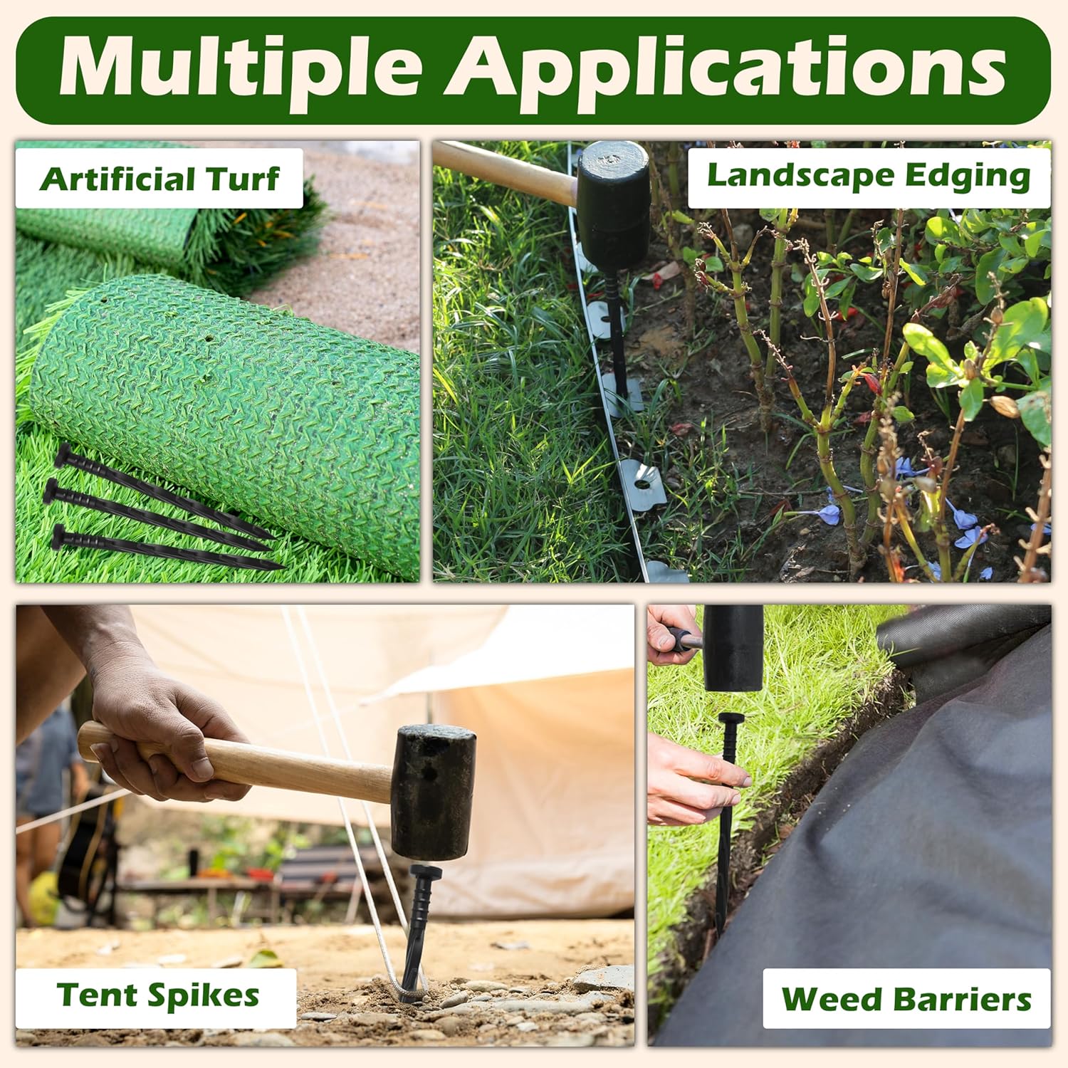 30 pcs Landscape Edging Anchoring Spikes, 6 inches Yard Lawn Paver Edging Stakes for Weed Barrier, Garden Fence, Artificial Turf - Image 6