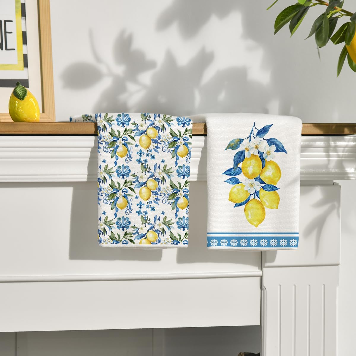 Lemon Flowers Floral Summer Kitchen Towels Dish Towels, 18x26 Inch Seasonal Decoration Hand Towels Set of 2 - Image 3
