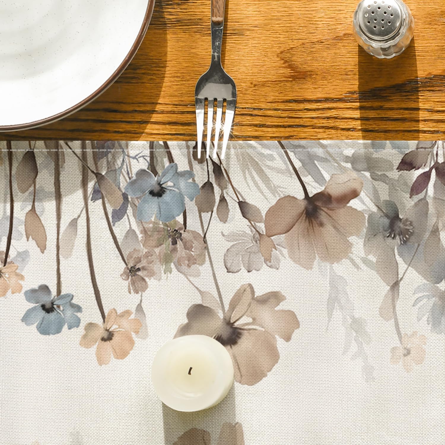 Brown Poppy Flowers Floral Blossom Summer Table Runner, Fall Kitchen Dining Table Decoration for Home Party Decor 13x72 Inch - Image 7