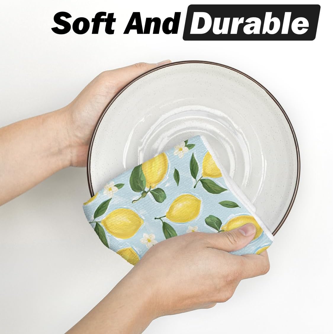 Lemon Flower Summer Kitchen Towels Dish Towels, 18x26 Inch Seasonal Summer Decoration Hand Towels Set of 2 - Image 5