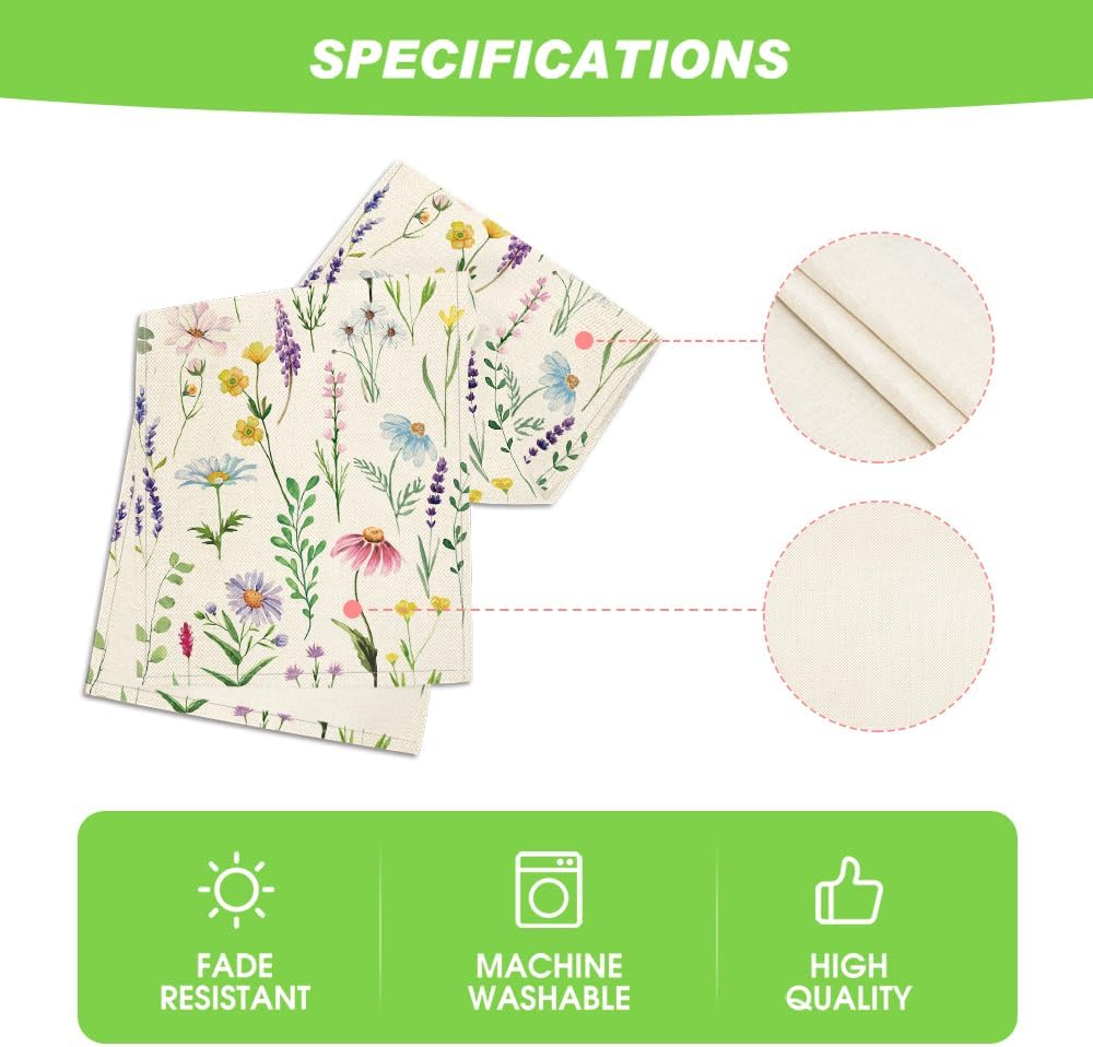 Wildflowers Floral Eucalyptus Spring Table Runner, Seasonal Summer Kitchen Dining Table Decoration for Home Party Decor 13x72 Inch - Image 5