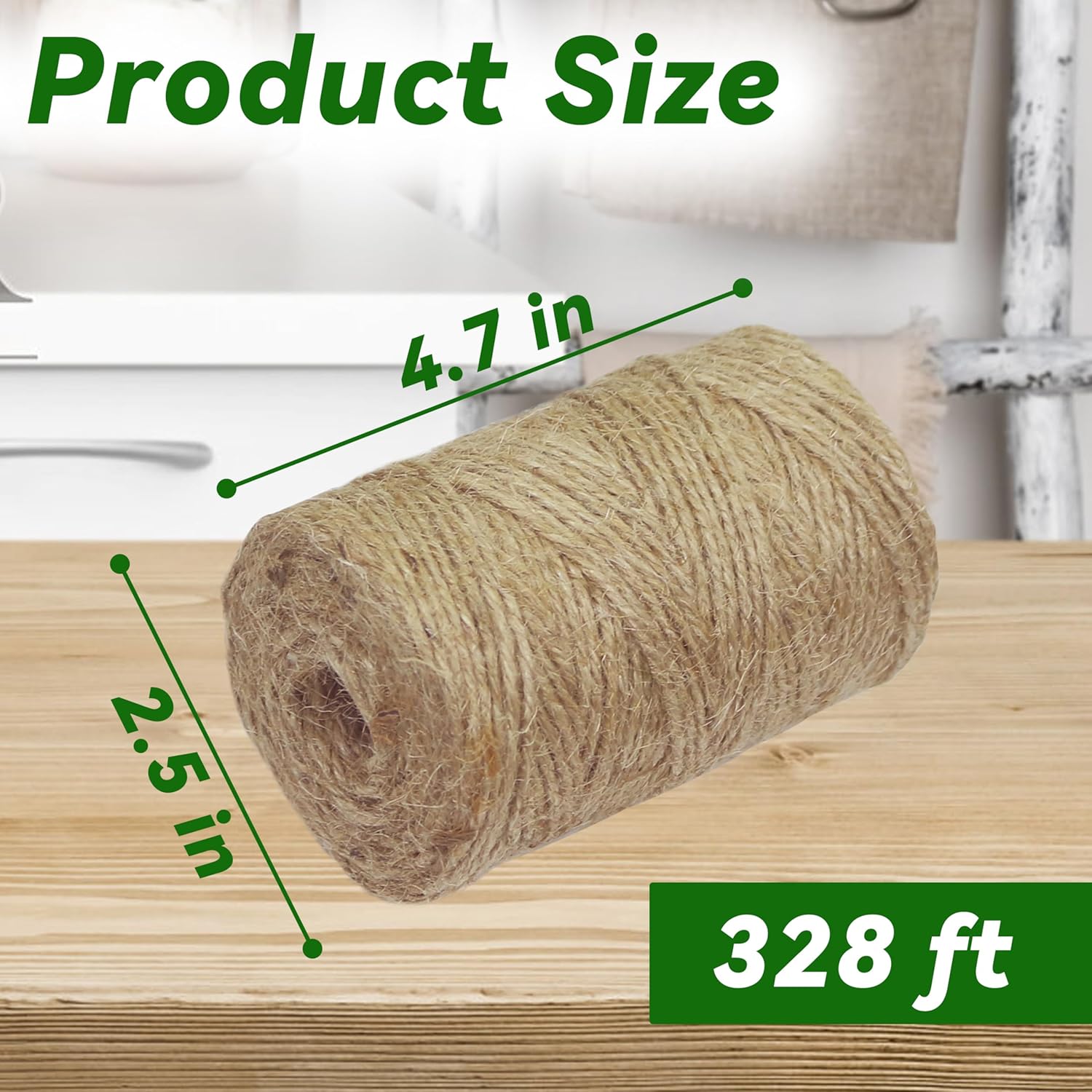 4 Pack Natural Jute Twine String (328 ft Each), 3-Ply Durable Brown Craft Twine for Gardening, Gift Wrapping, Flower Bouquet, Arts & Crafts, Hemp & Burlap String for DIY Projects - Image 2