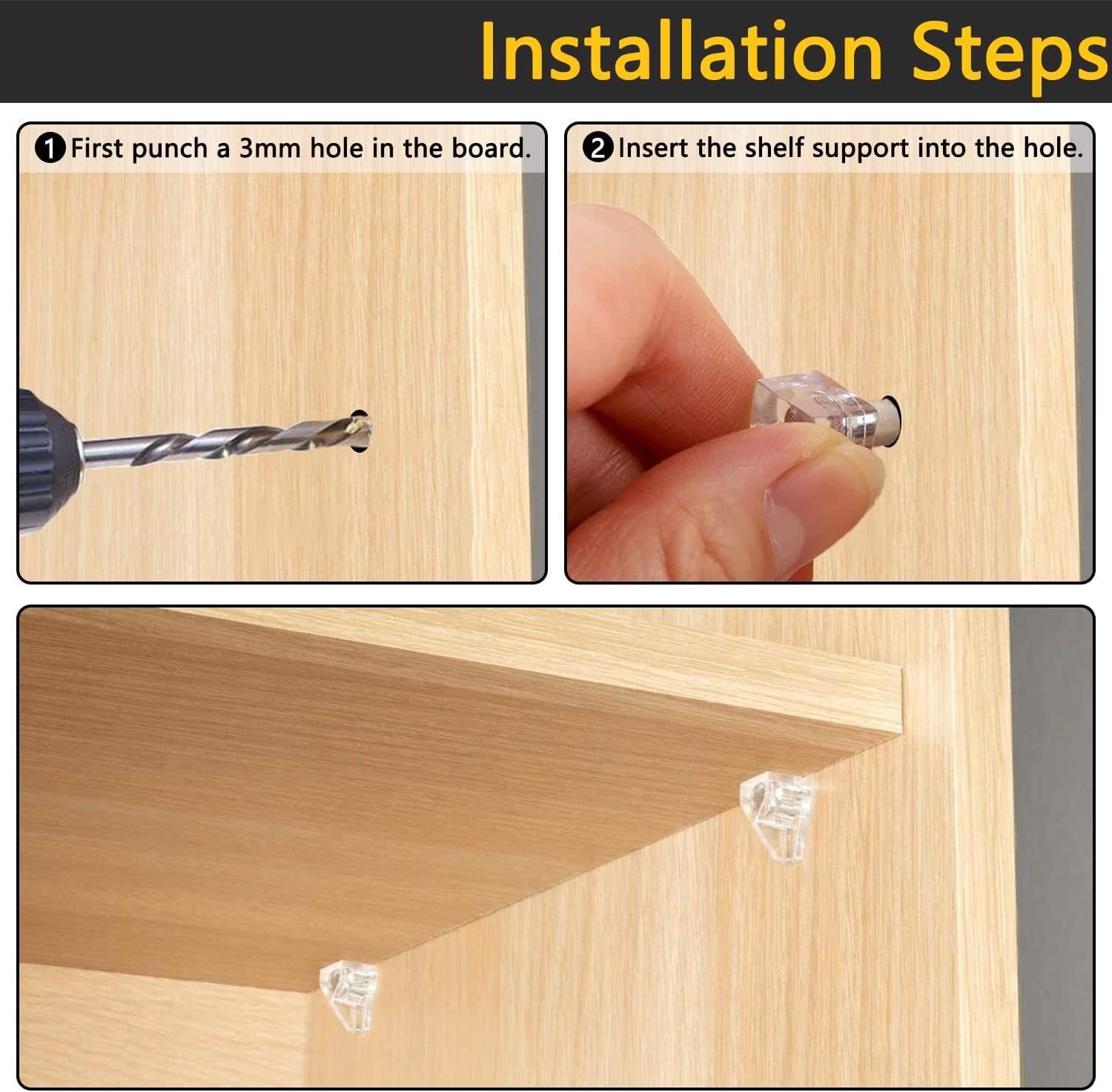 5 Millimeters Shelf Support Peg，Support Cabinet Shelf Pins，Clear Plastic Replacement Peg Cabinet Shelf Supports Pins for Kitchen Furniture Book Shelves Shelf Holder Locking Pins (20 Pieces) - Image 4