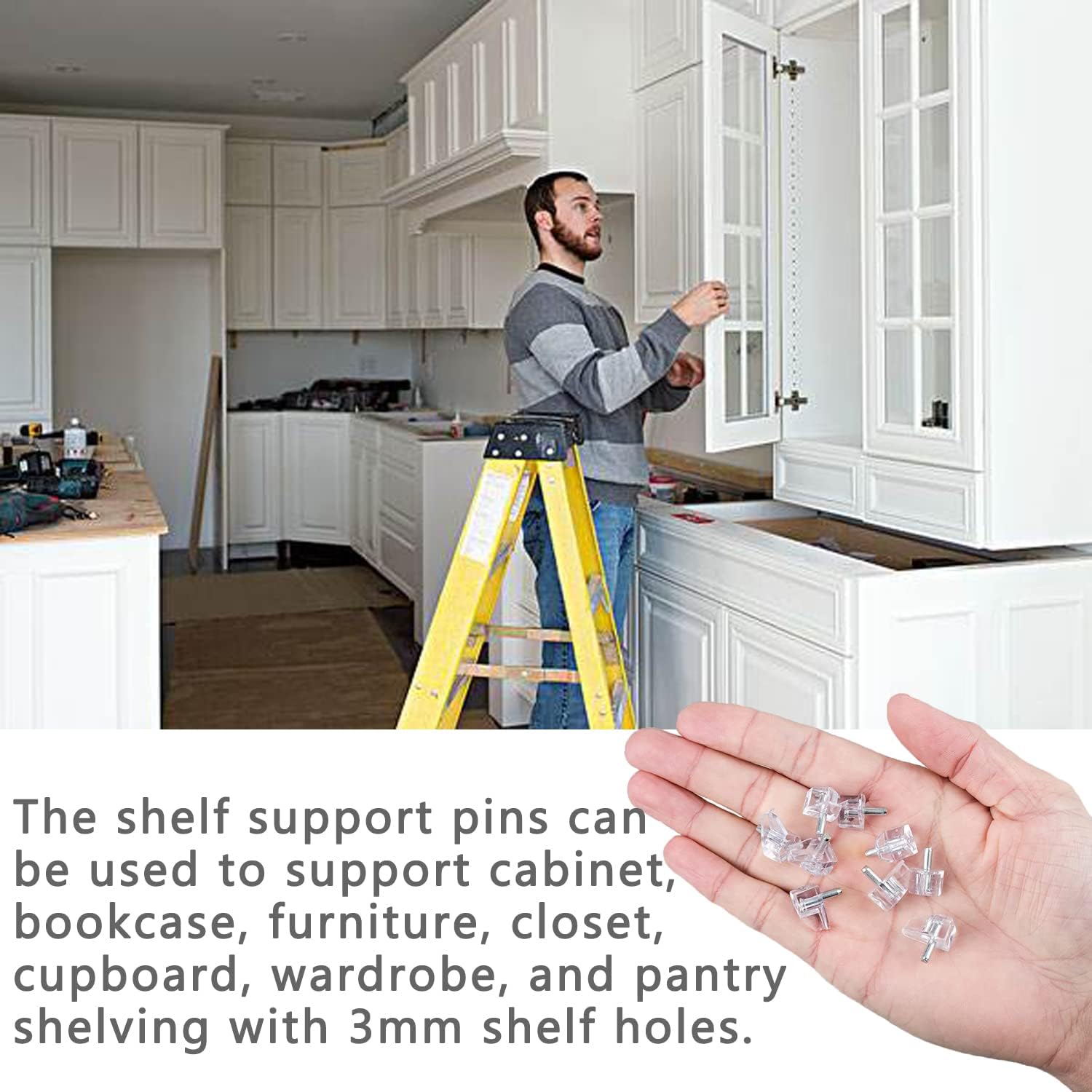 5 Millimeters Shelf Support Peg，Support Cabinet Shelf Pins，Clear Plastic Replacement Peg Cabinet Shelf Supports Pins for Kitchen Furniture Book Shelves Shelf Holder Locking Pins (20 Pieces) - Image 5