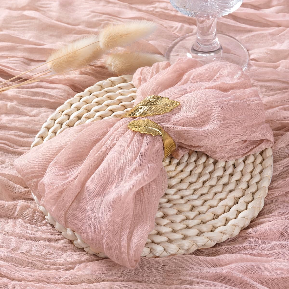 Pink Cheesecloth Napkins Easter Spring Cheese Cloths Gauze Set of 10 Boho Washable Dinner Table Napkins for Wedding Party Baby Shower Birthday Party Decor - Image 2