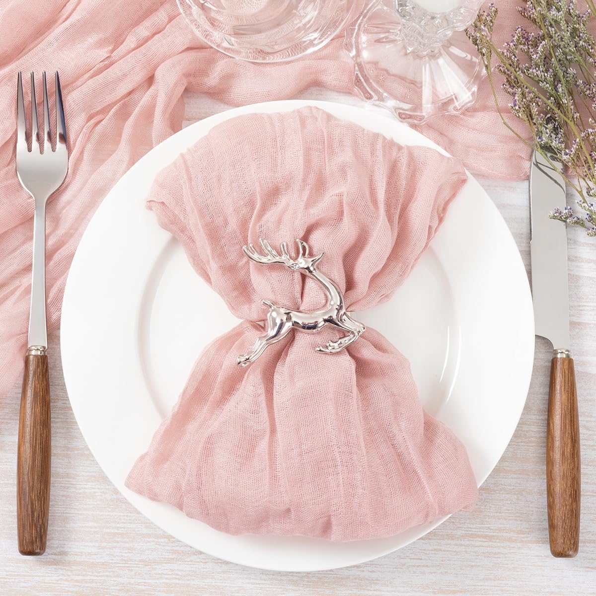 Pink Cheesecloth Napkins Easter Spring Cheese Cloths Gauze Set of 10 Boho Washable Dinner Table Napkins for Wedding Party Baby Shower Birthday Party Decor - Image 5