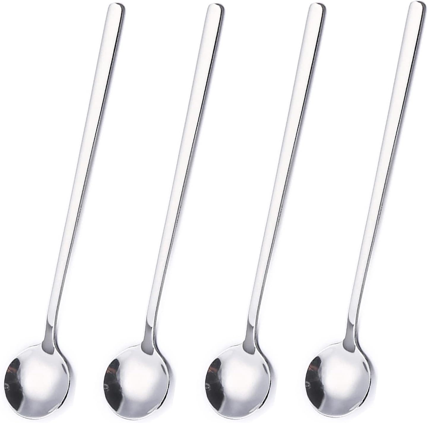 4 Pack Stainless Steel Coffee Spoon, 6.7 Inch Stirring Spoons, Cocktail Stirring Spoons for Coffee Tea Dessert Cake Ice Cream Cappuccino (Silver) - Image 1