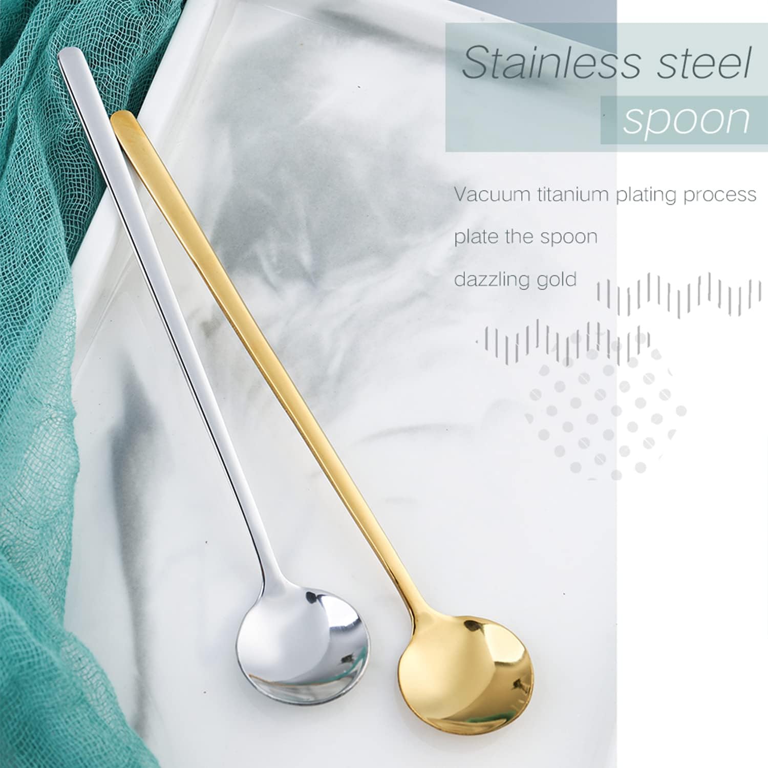 4 Pack Stainless Steel Coffee Spoon, 6.7 Inch Stirring Spoons, Cocktail Stirring Spoons for Coffee Tea Dessert Cake Ice Cream Cappuccino (Silver) - Image 3