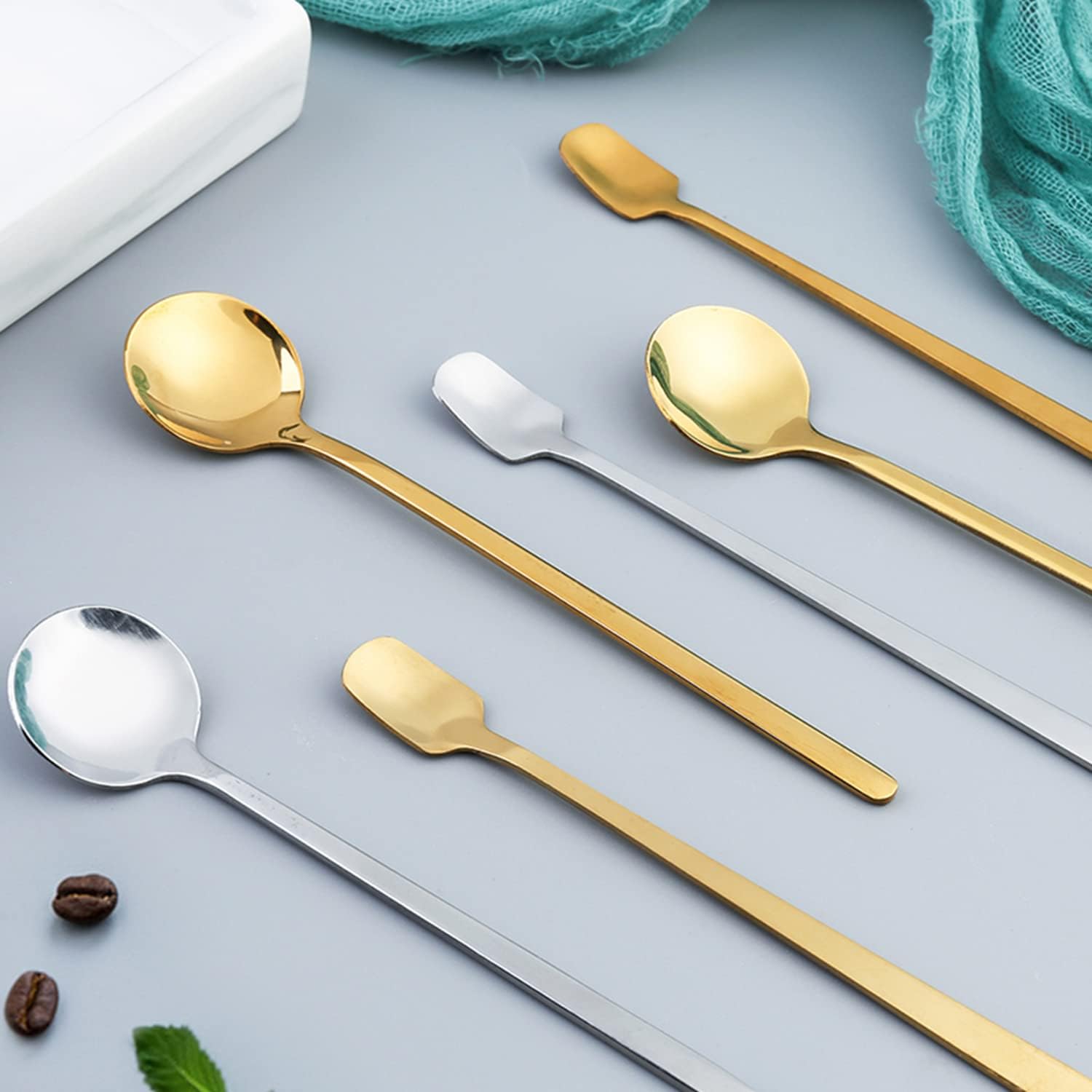 4 Pack Stainless Steel Coffee Spoon, 6.7 Inch Stirring Spoons, Cocktail Stirring Spoons for Coffee Tea Dessert Cake Ice Cream Cappuccino (Silver) - Image 4