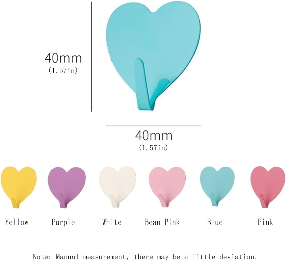 6 Pack Heart Shaped Decorative Wall Hooks, Stainless Steel Strong Adhesive Wall Hook for Home Kitchen Bathroom Office (Light Pink) - Image 2