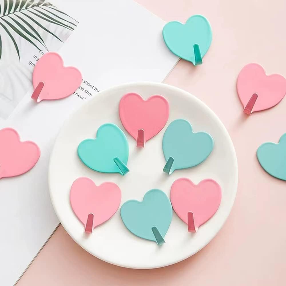 6 Pack Heart Shaped Decorative Wall Hooks, Stainless Steel Strong Adhesive Wall Hook for Home Kitchen Bathroom Office (Light Pink) - Image 5
