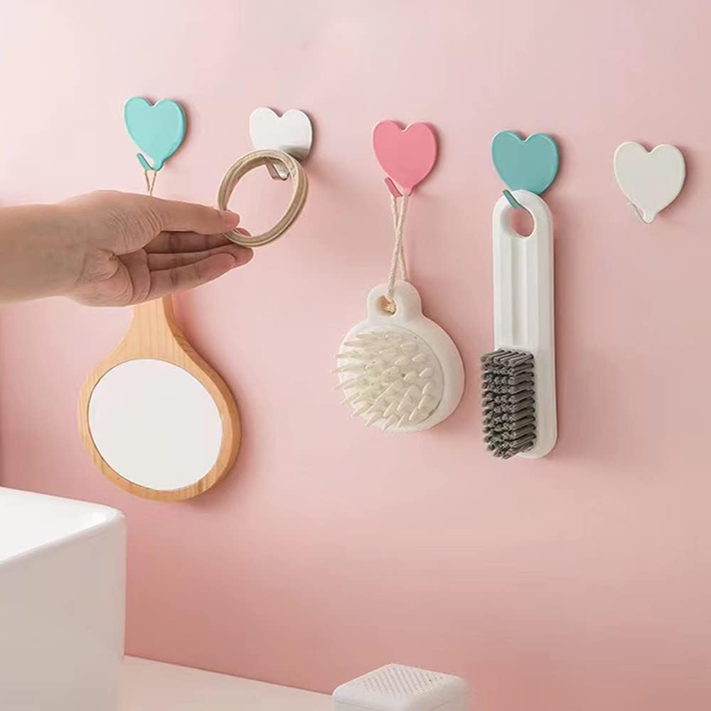 6 Pack Heart Shaped Decorative Wall Hooks, Stainless Steel Strong Adhesive Wall Hook for Home Kitchen Bathroom Office (Light Pink) - Image 6