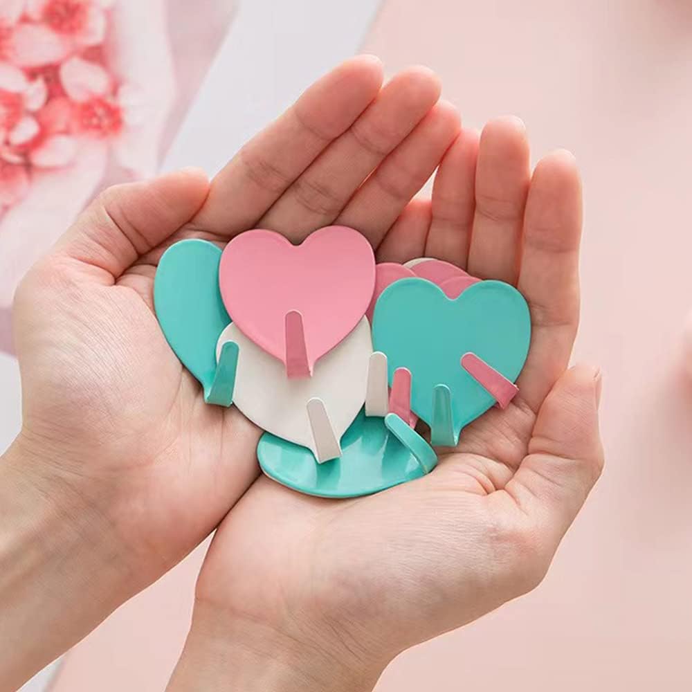 6 Pack Heart Shaped Decorative Wall Hooks, Stainless Steel Strong Adhesive Wall Hook for Home Kitchen Bathroom Office (Light Pink) - Image 7