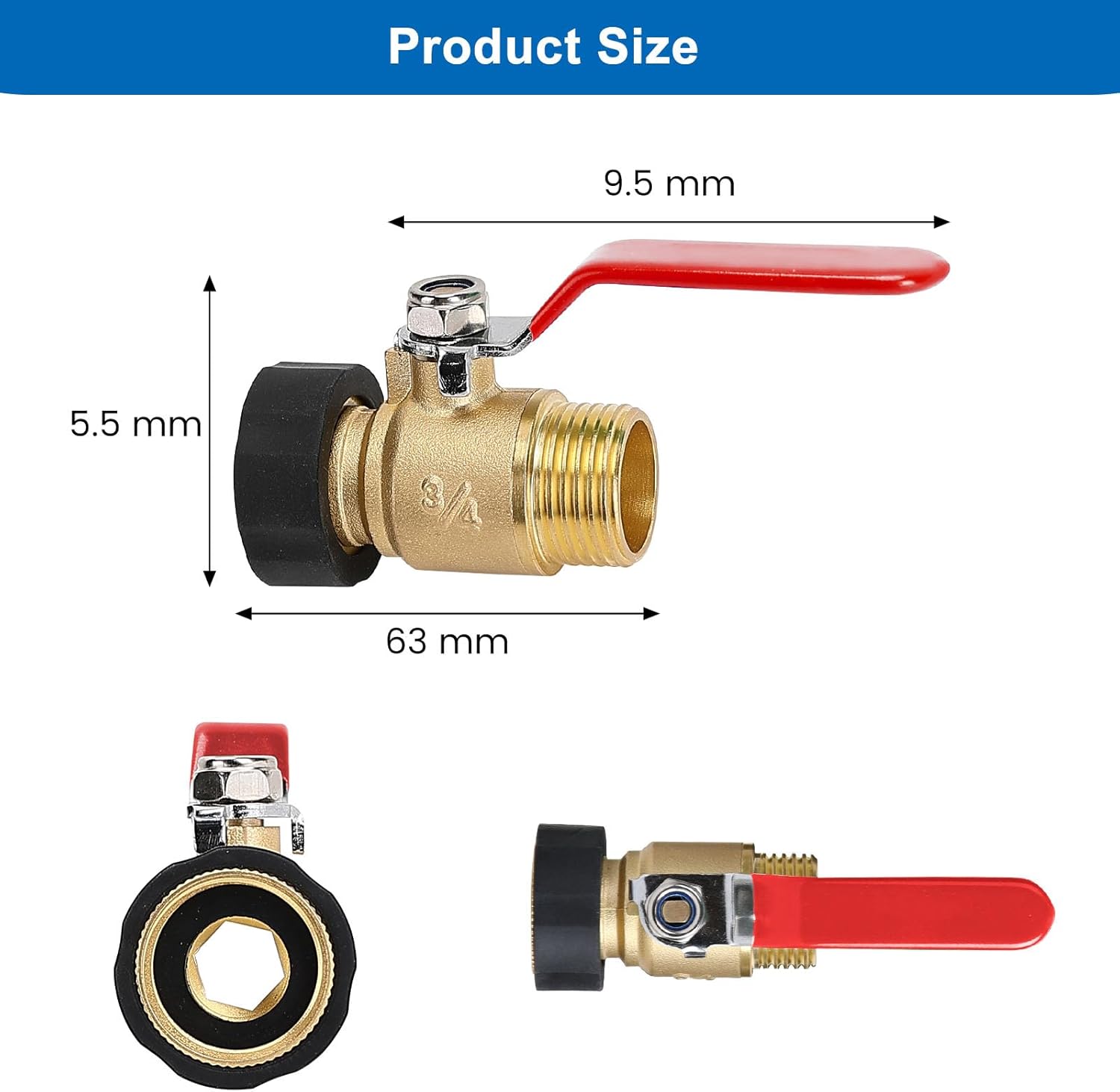 Garden Hose Shut Off Valve, 3/4