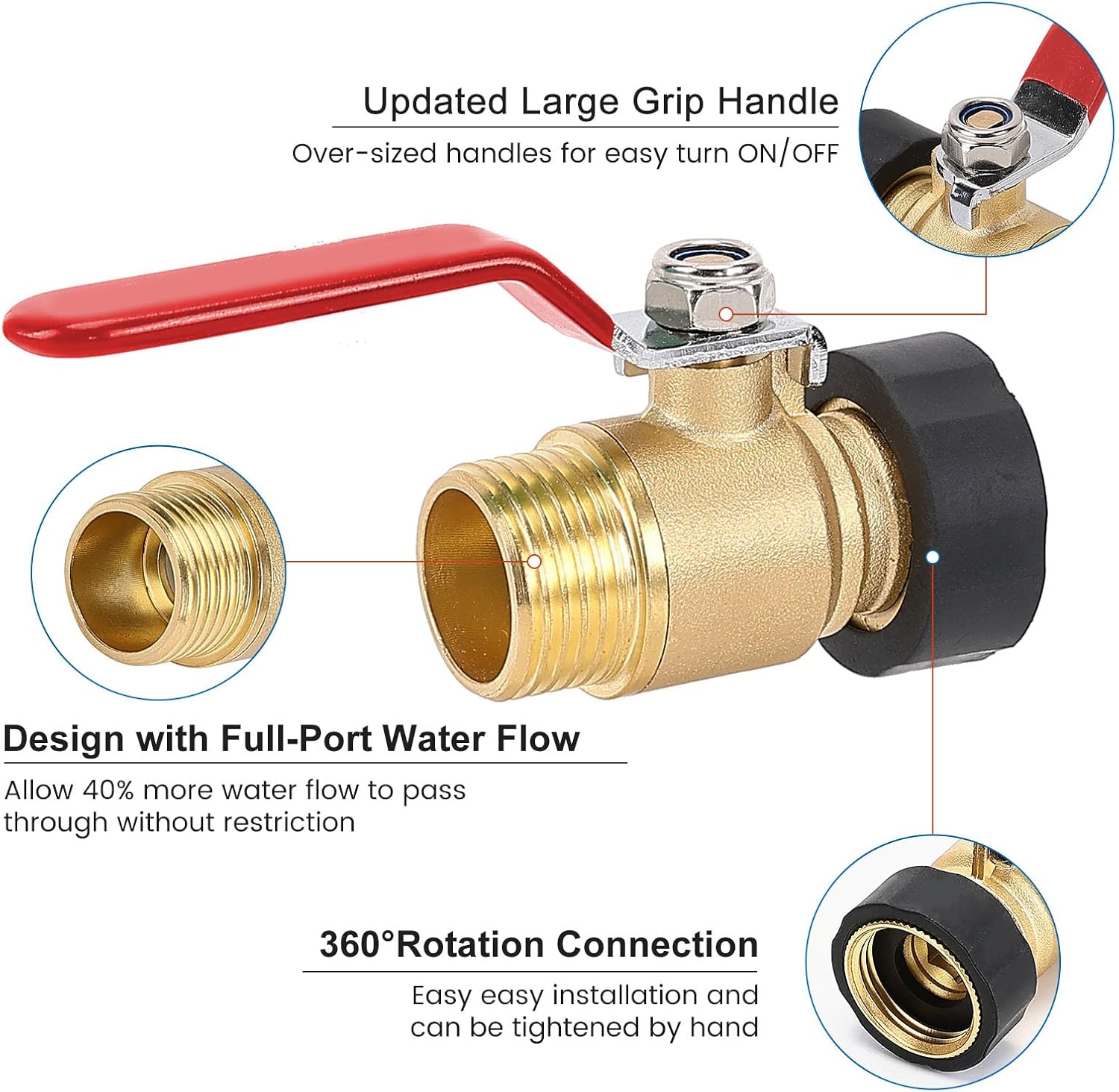 Garden Hose Shut Off Valve, 3/4