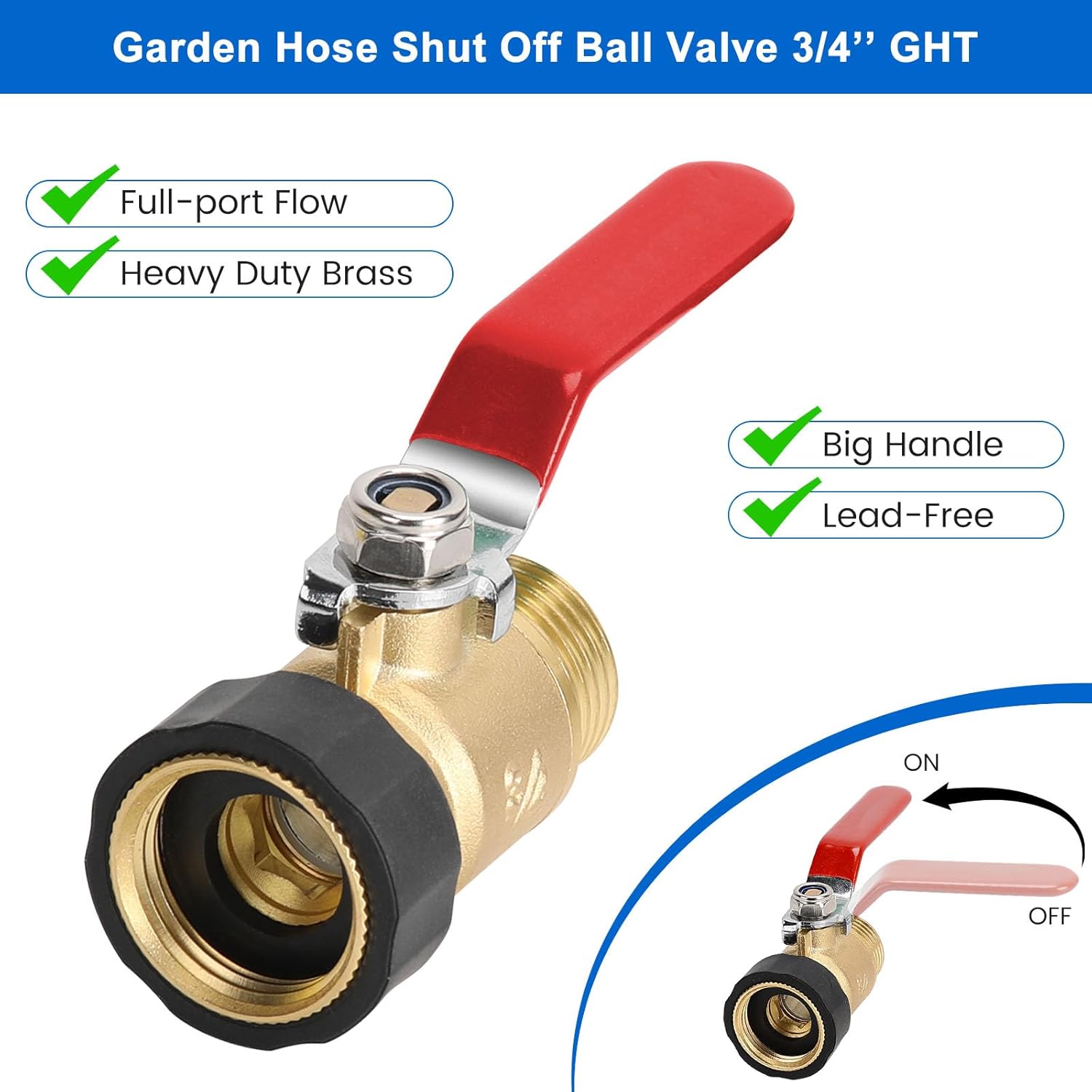 Garden Hose Shut Off Valve, 3/4
