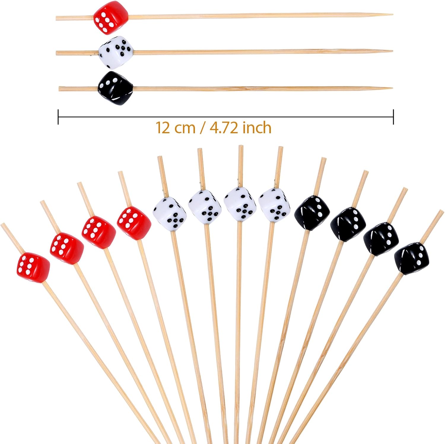 100 Pack Casino Toothpicks for Appetizers, 4.7 Inch Decorative Cocktail Picks for Las Vegas Night Decorations Bunco Night Party Supplies (Dice) - Image 2