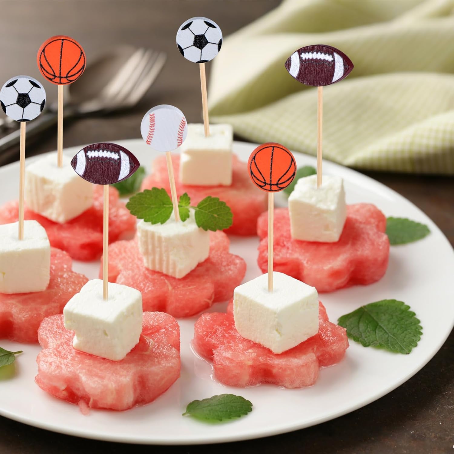 100 Pack Baseball Toothpicks, 4.7 Inch Bamboo Cocktail Picks, Bamboo Toothpicks for Sports Catered Event Birthday Themed Party Decorations - Image 4