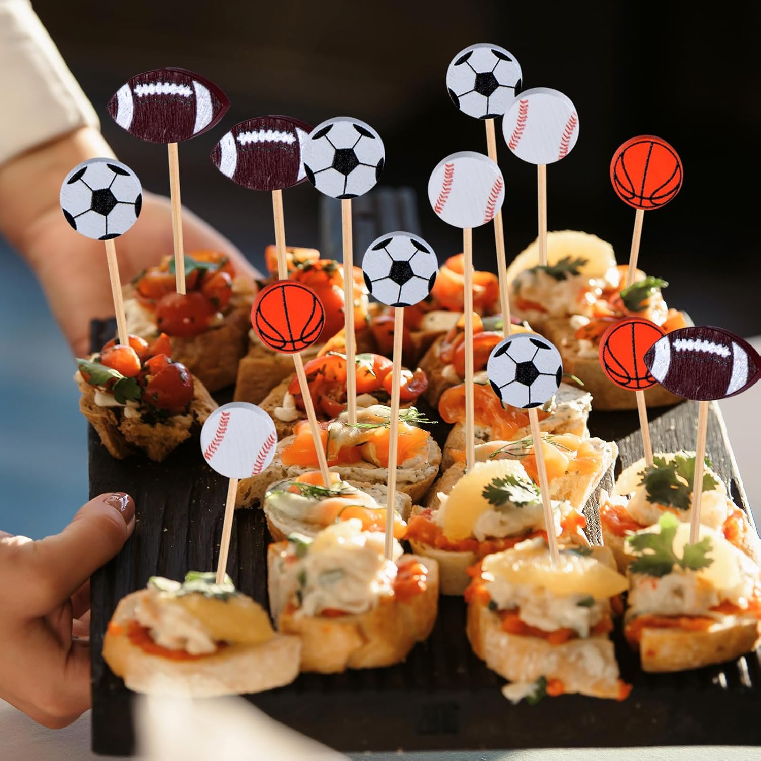 100 Pack Baseball Toothpicks, 4.7 Inch Bamboo Cocktail Picks, Bamboo Toothpicks for Sports Catered Event Birthday Themed Party Decorations - Image 5