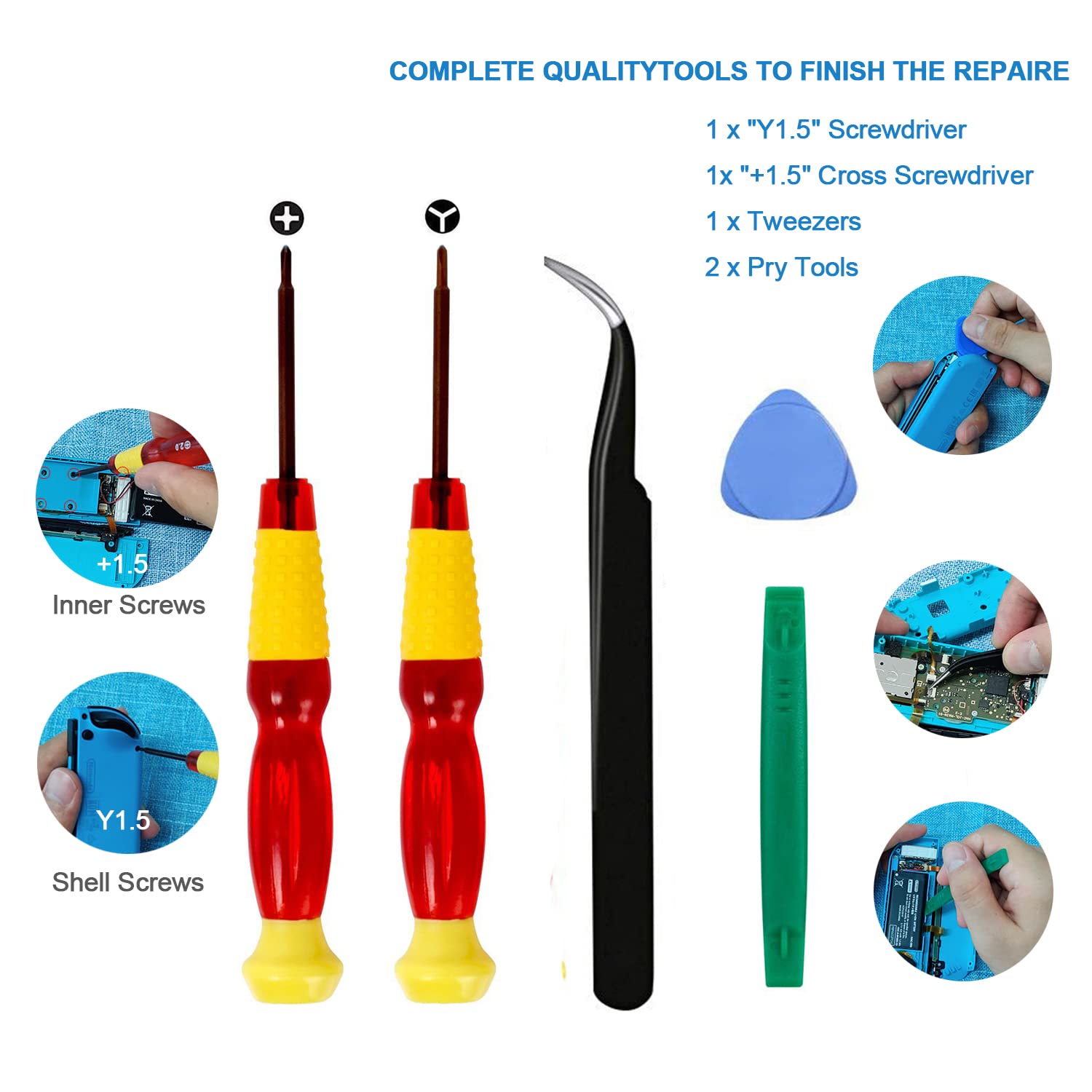 2-Pack Replacement Joystick Analog Thumb Stick Repair Kit for Nintendo Switch / Switch OLED Model / Switch Lite Joy-Con Controller - Drift Fix Tools Y1.5 / +1.5 Screwdriver / Pry Tools - Image 4