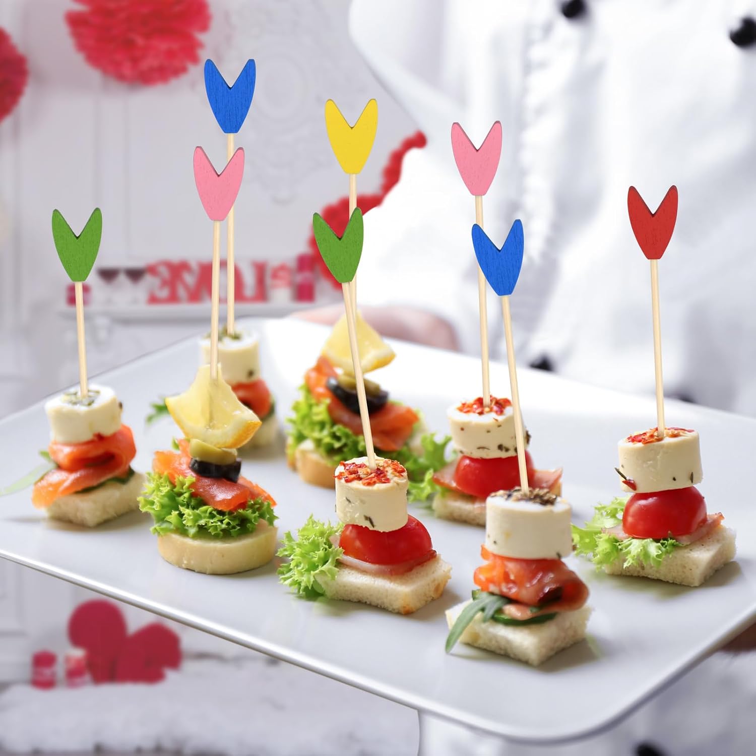 100 Pack Tulip Toothpicks for Appetizers, 4.7 Inch Natural Bamboo Cocktail Picks for Cake Dessert Food Picks Wedding Birthday Party Decoration - Image 4