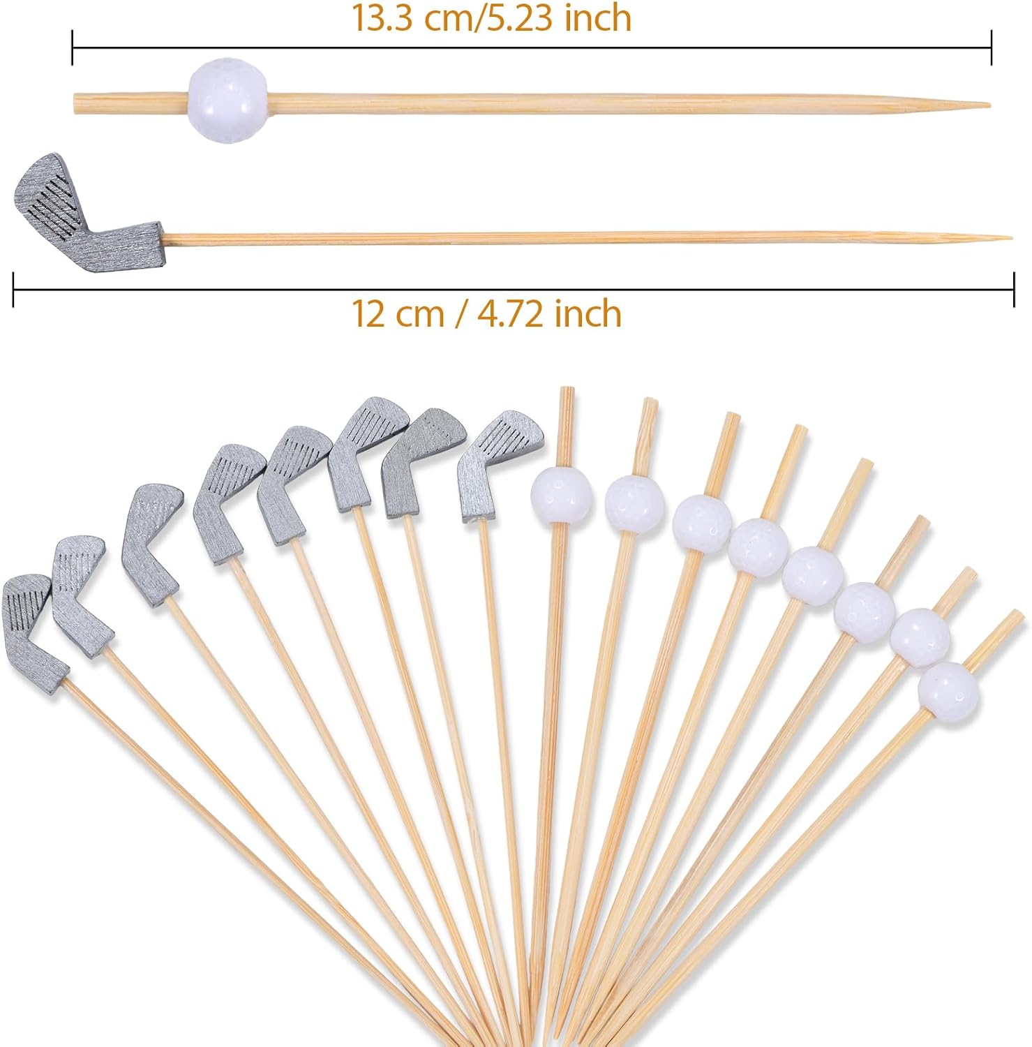 100 Pack Golf Toothpicks, Bamboo Cocktail Picks, Natural Bamboo Toothpicks for Appetizers Fruit Cake Dessert Barbecue Snacks Sandwiches (Golf Ball) - Image 2