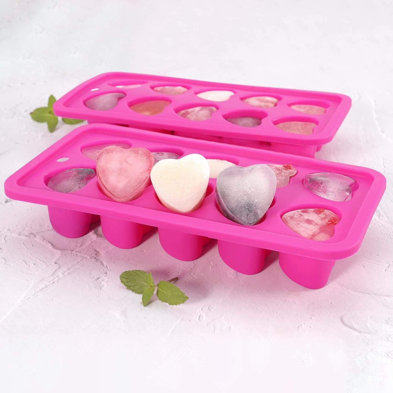 Heart Shaped Silicone Ice Cube Trays, For DIY love Heart Ice Cubes, Chocolate, Candy, Easy Release Mold for Cocktails,Whiskey, Drinks, BPA Free and Dishwasher Safe(2pcs, Pink) - Image 5