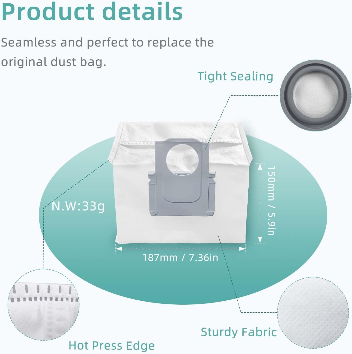 6 Pcs Replacement Refill Dust Bags Compatible with  Q10 S5+, Q10 X5+, Q7 M5+, Q5 Max+, Q5+, S8 Pro Ultra, S8+, Q7 Max+, Q8 Max+, Robotic Vacuums 3L Large Capacity - Image 4
