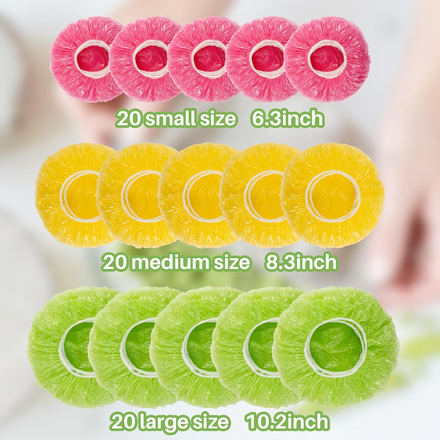 60Pcs Bowl Covers Reusable - Plastic Bowl Cover Elastic Fresh Keeping Bags Wrap Reusable Plastic Stretch Elastic Food Storage Covers Sourdough Baking Bread Proofing Rising（3 Sizes） - Image 2