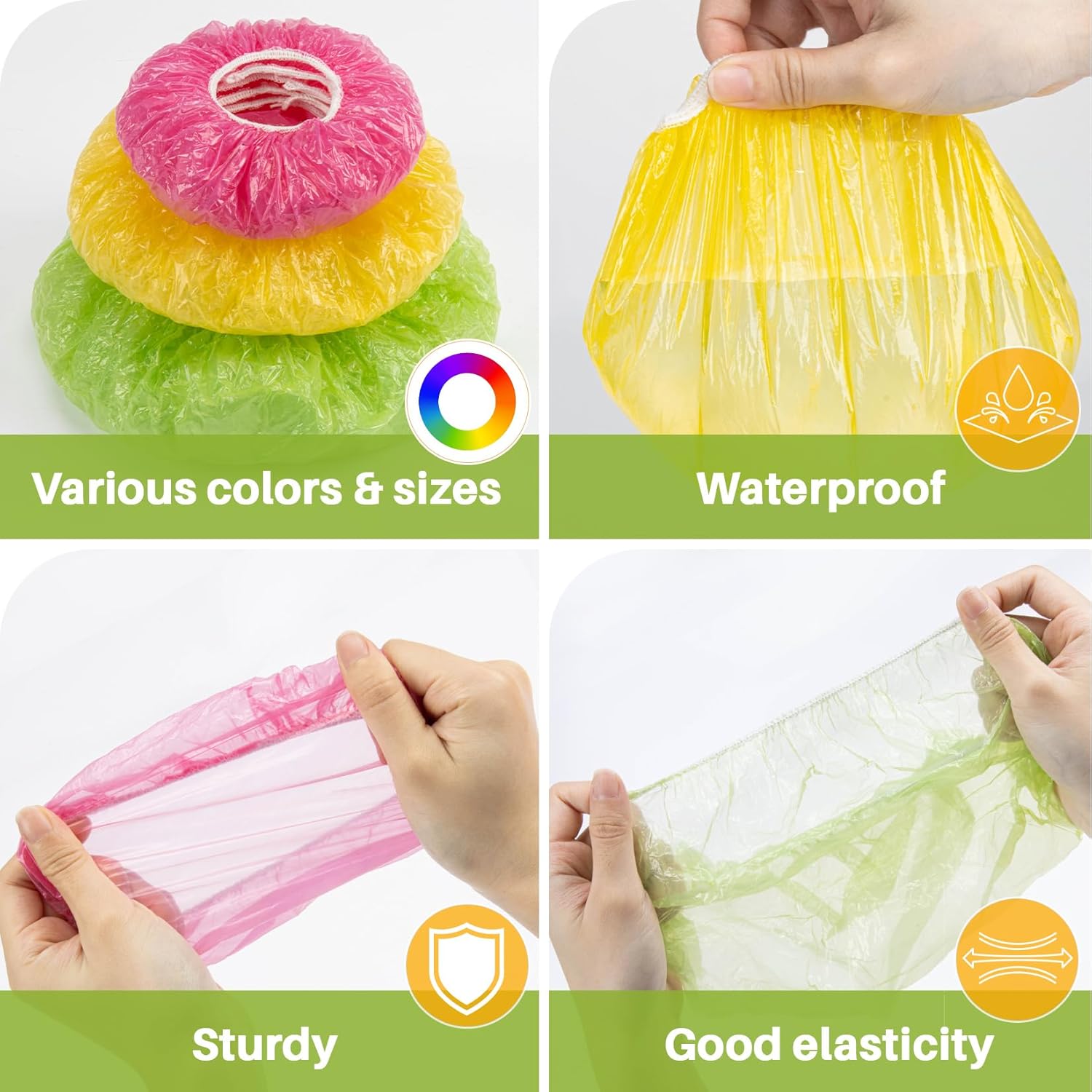 60Pcs Bowl Covers Reusable - Plastic Bowl Cover Elastic Fresh Keeping Bags Wrap Reusable Plastic Stretch Elastic Food Storage Covers Sourdough Baking Bread Proofing Rising（3 Sizes） - Image 3