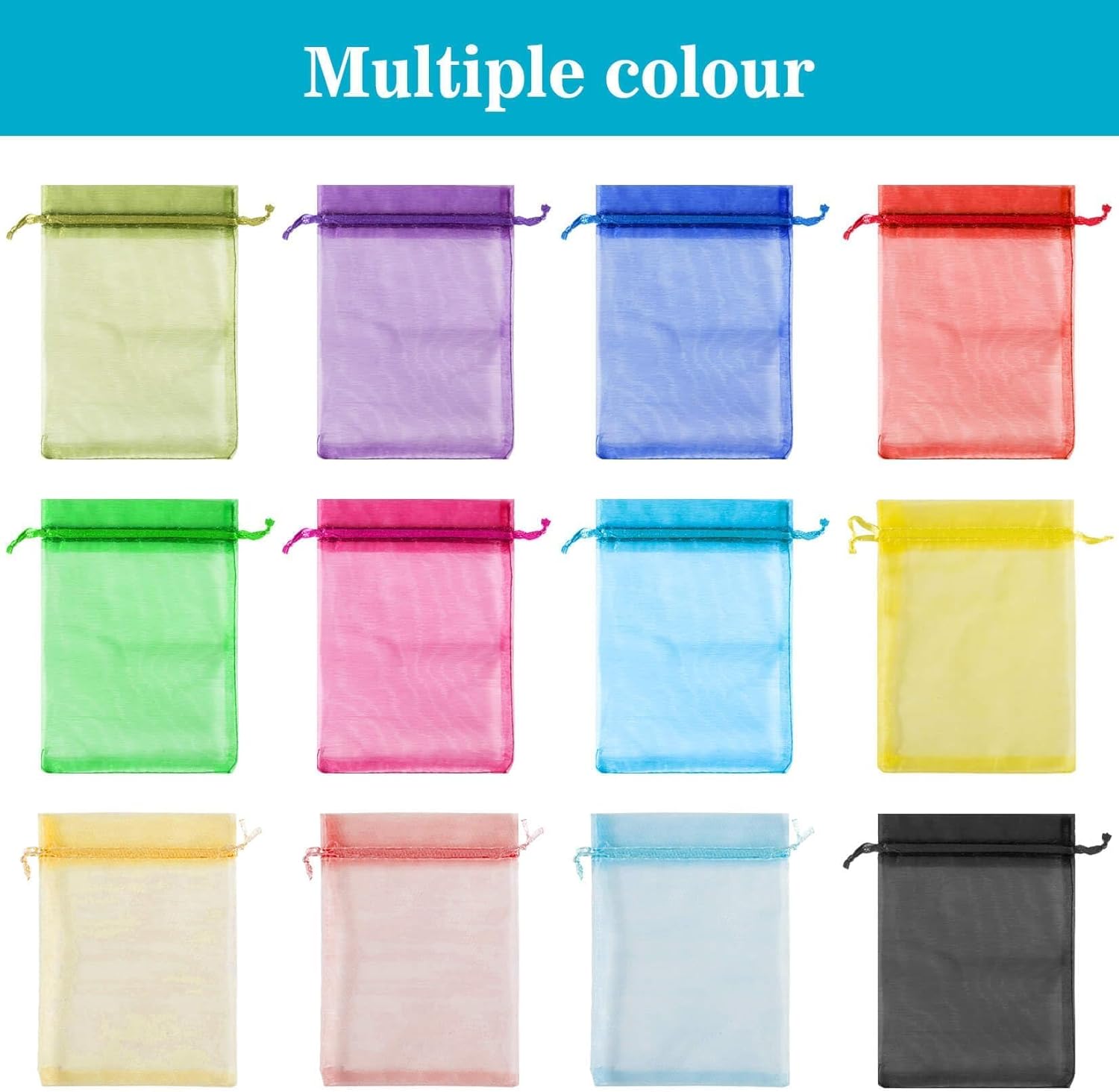 120PCS Organza Bags 4''x6'' - Muticolor Small Sachet Jewelry Gift Favor Bags Drawstring Mesh Bags Gifts Valentines Wedding Eid Mubarak Halloween Eve Christmas New Year Party Candy Fruit Wrap Bulk - Image 2