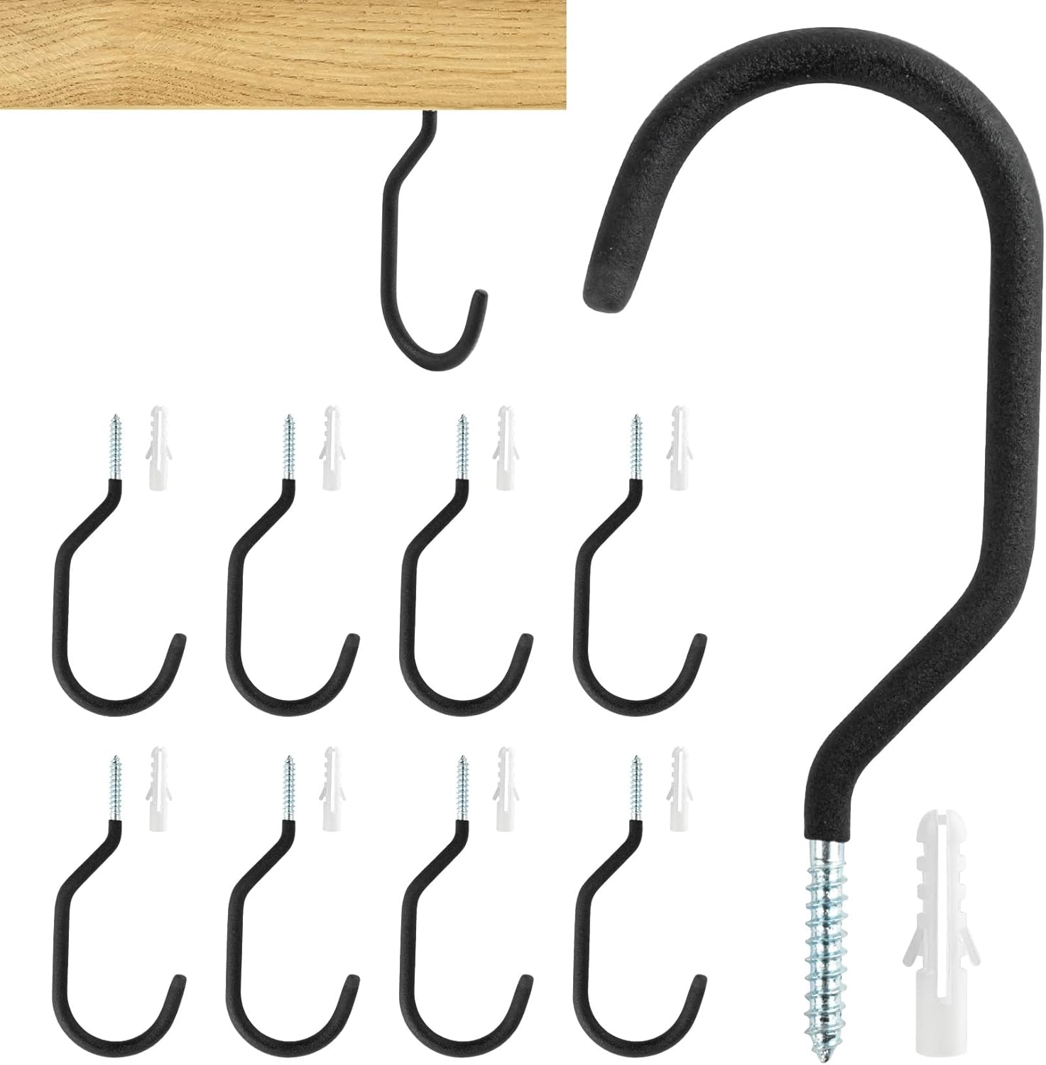 10 Heavy Duty Wall Mount Storage J Hooks - Bicycle & Ladder Hangers, Garden Yard Tools Organizer - Image 1