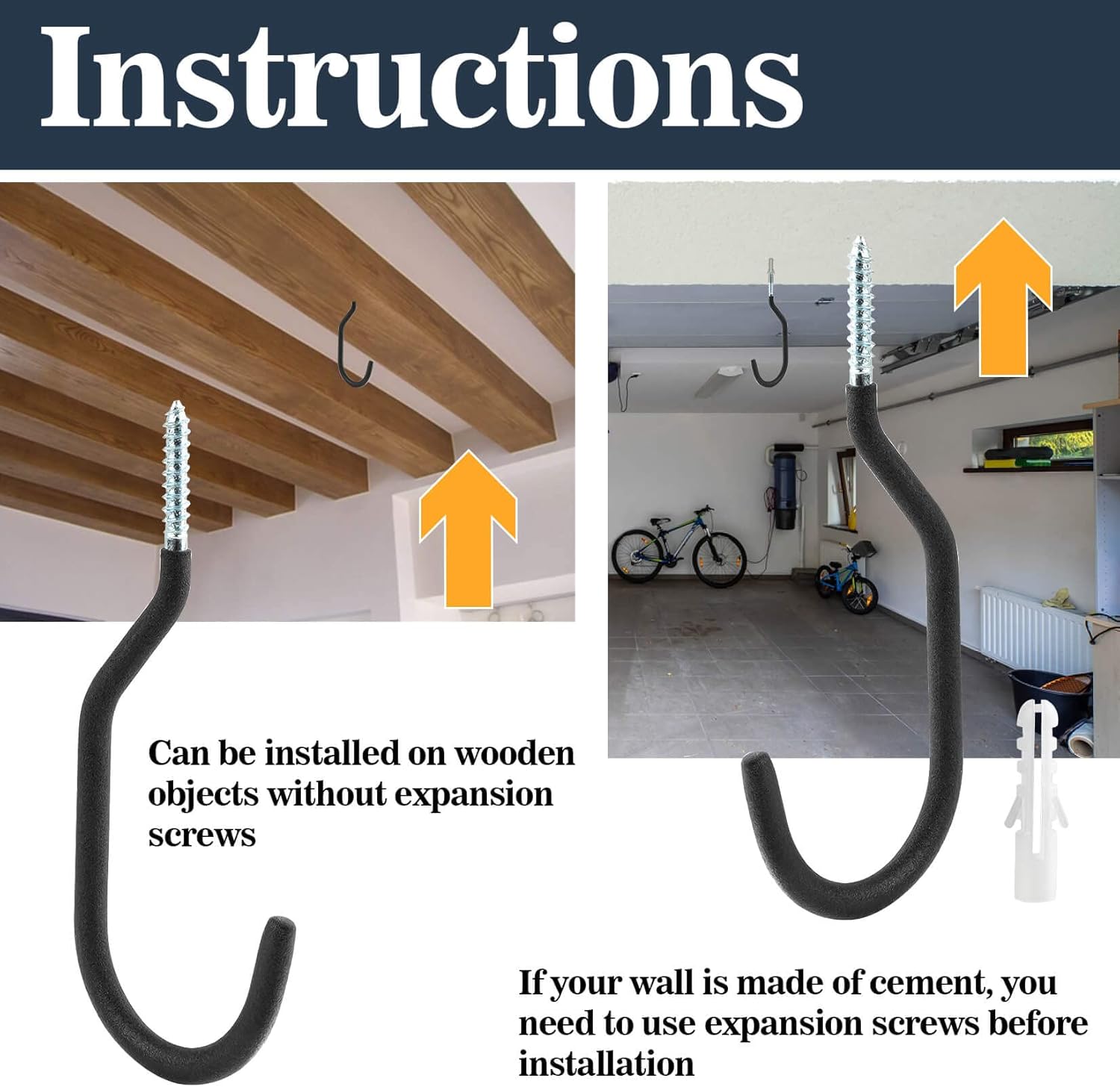 10 Heavy Duty Wall Mount Storage J Hooks - Bicycle & Ladder Hangers, Garden Yard Tools Organizer - Image 6