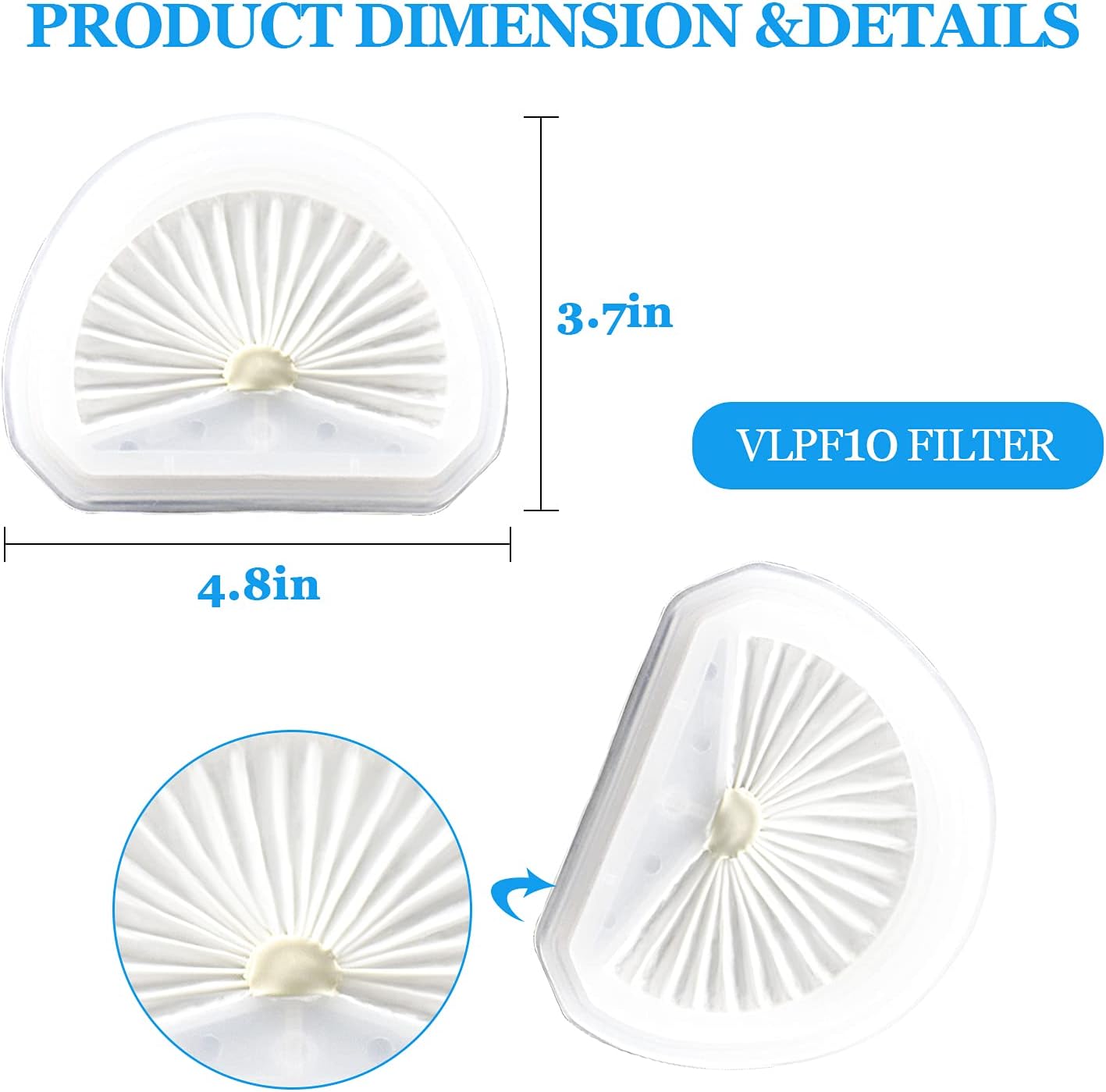 VLPF10 Filter Replacement Compatible with Black and Decker Dustbuster Hand Vacuum Replace Model # HLVA315J HLVA320J00 N575266 (4 Pack) - Image 5