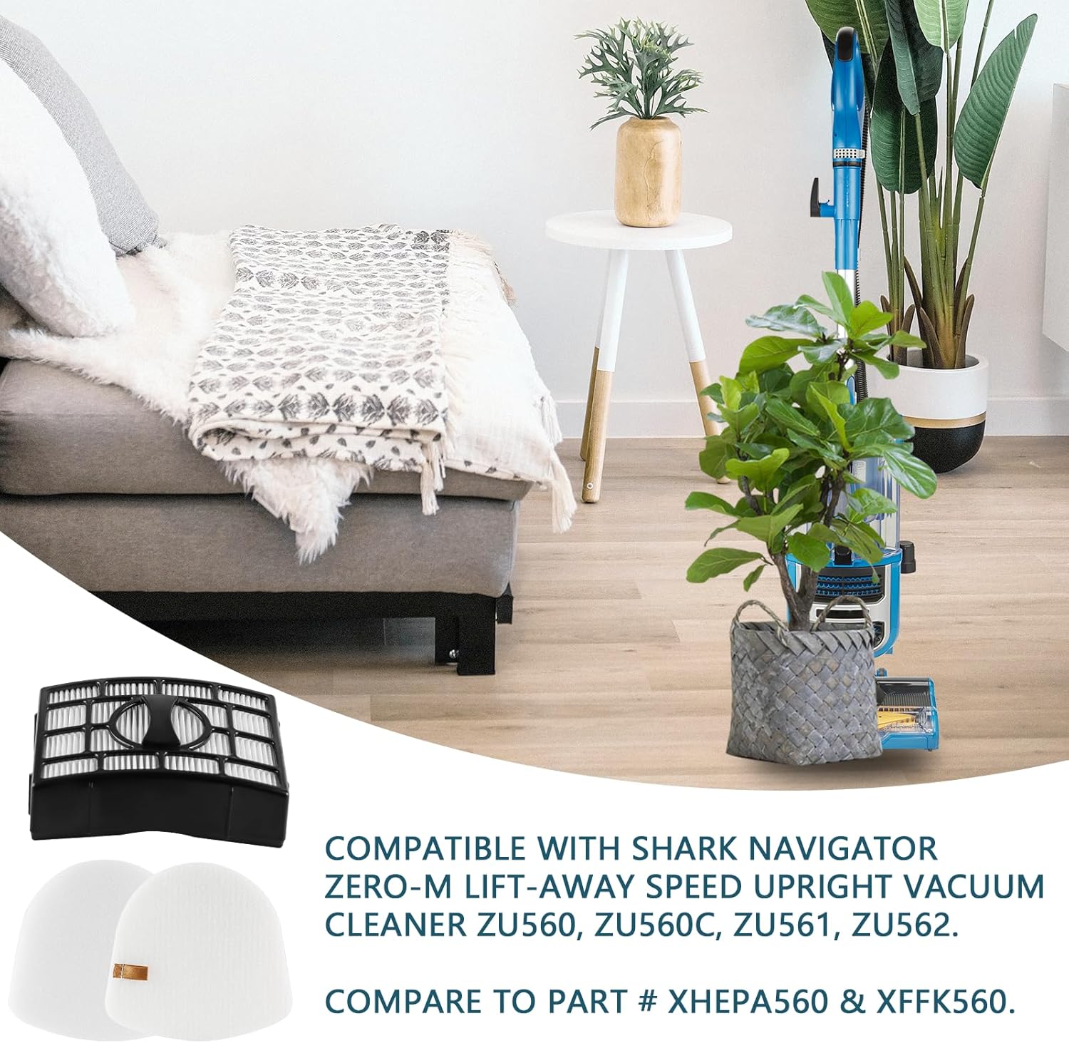ZU560 Filter Replacement Compatible with Shar-k Rotator Navigator Zero-M Lift-Away Speed Upright Vacuum ZU560C, ZU561, ZU562, ZU572, UV572CCO, UV650, Replaces Part XFFK560, XHEPA560 - Image 6