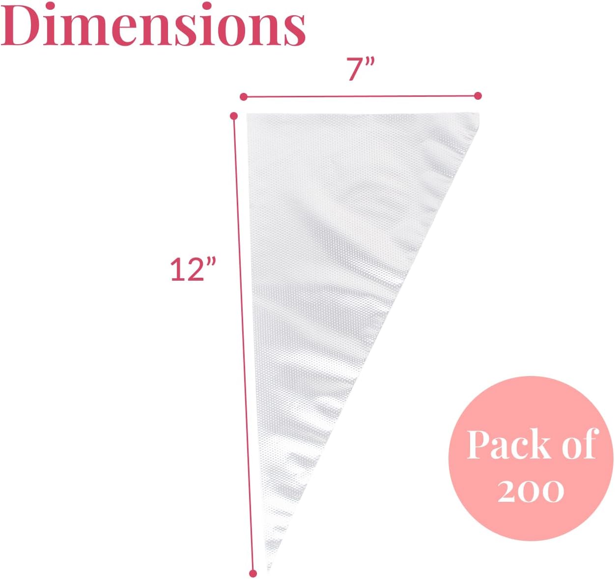 Set of 200 - Anti Burst Piping Bags 12 Inch -  Tipless Icing Bags - Durable Frosting Piping Bag Tools - Pastry and Cookie Decorating Supplies - Image 3