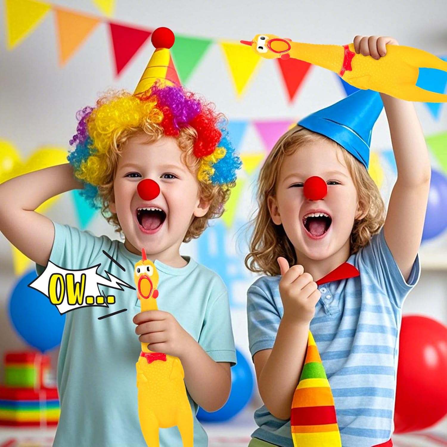 Screaming Chicken, Squeaky Chicken Dog Toys Gag Gifts Prank Novelty Toy Party Favors for Kids Adults April Fools Pranks Easter Goodie Bag Fillers Easter Basket Stuffers - Image 2