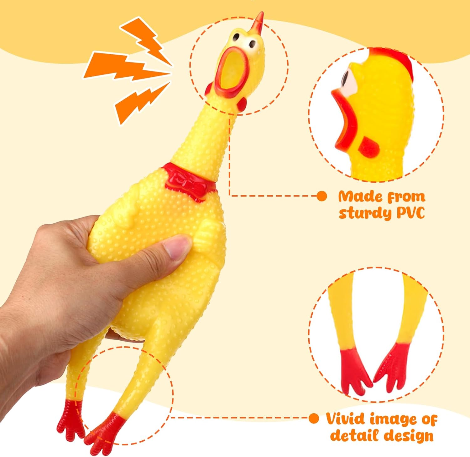Screaming Chicken, Squeaky Chicken Dog Toys Gag Gifts Prank Novelty Toy Party Favors for Kids Adults April Fools Pranks Easter Goodie Bag Fillers Easter Basket Stuffers - Image 3