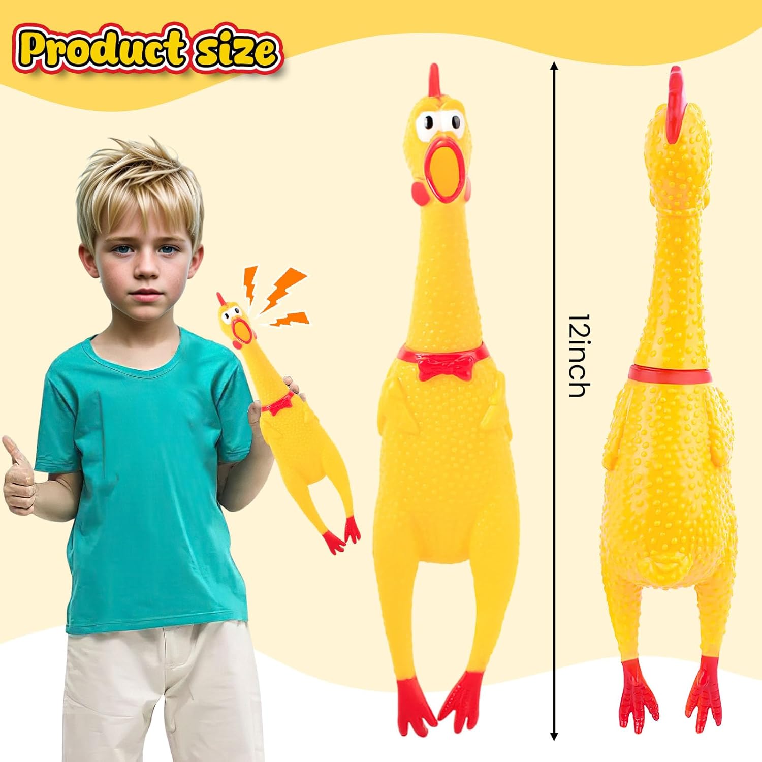Screaming Chicken, Squeaky Chicken Dog Toys Gag Gifts Prank Novelty Toy Party Favors for Kids Adults April Fools Pranks Easter Goodie Bag Fillers Easter Basket Stuffers - Image 6