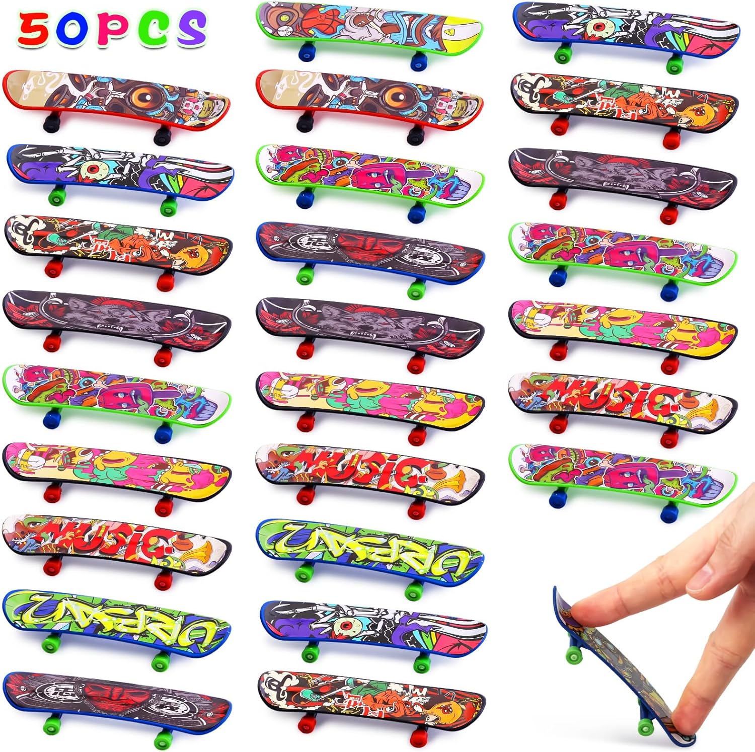 50 PCS Mini Finger Skateboards Party Favors, Easter Gifts & Beginner Practice Set for Kids & Adults, Finger Boards Toy, Easter Classroom Prizes Exchange Gifts - Image 1