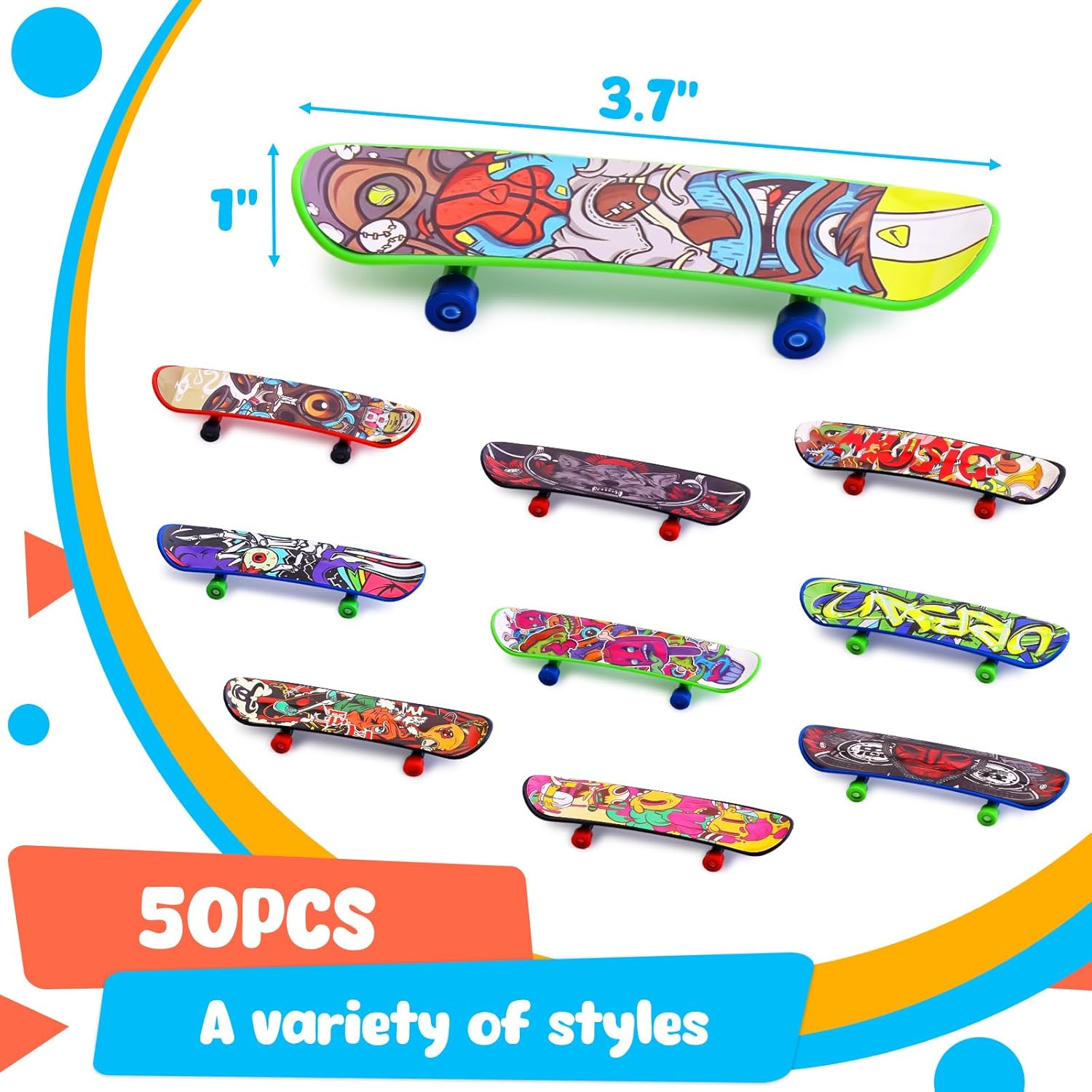 50 PCS Mini Finger Skateboards Party Favors, Easter Gifts & Beginner Practice Set for Kids & Adults, Finger Boards Toy, Easter Classroom Prizes Exchange Gifts - Image 2