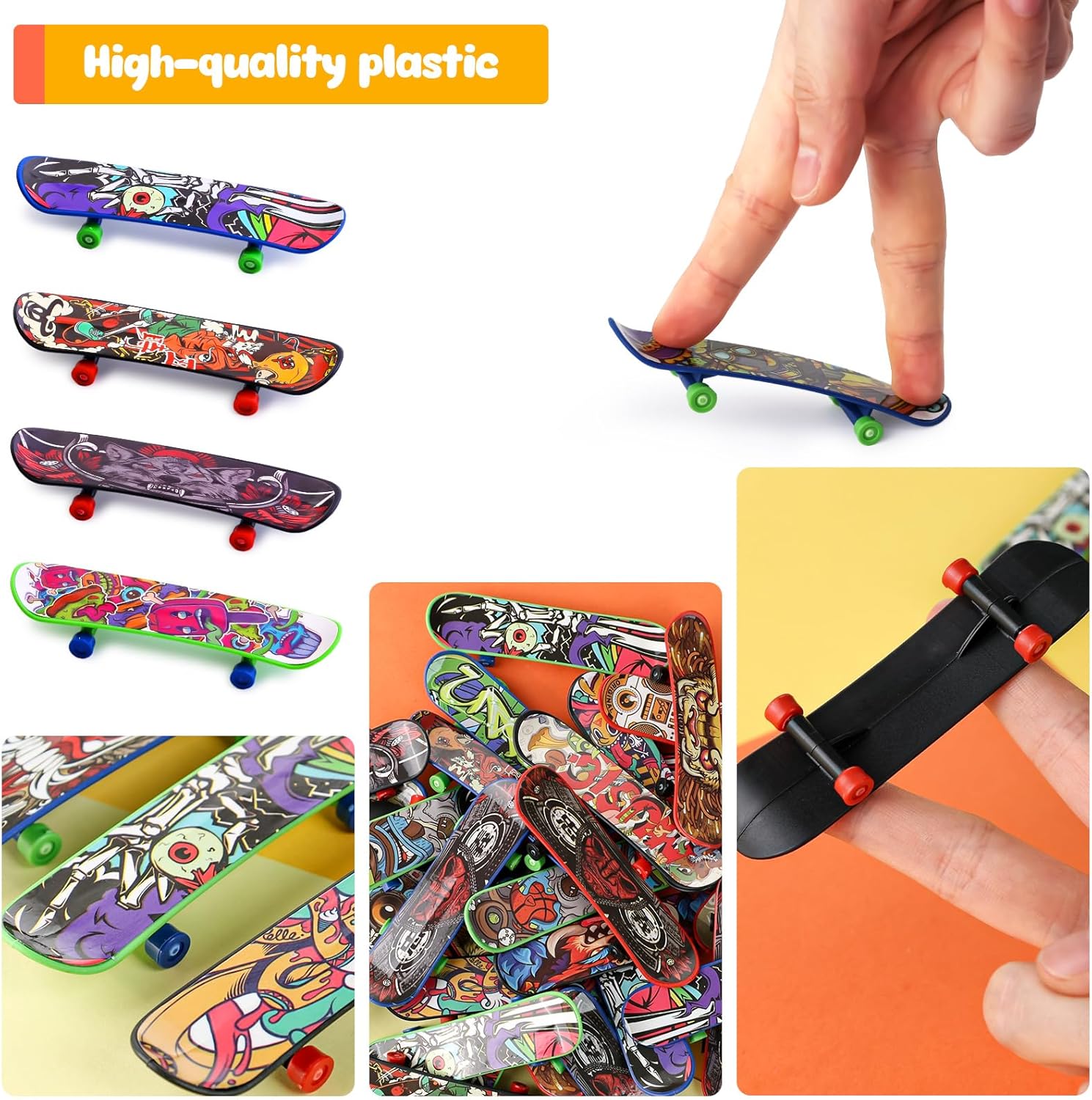 50 PCS Mini Finger Skateboards Party Favors, Easter Gifts & Beginner Practice Set for Kids & Adults, Finger Boards Toy, Easter Classroom Prizes Exchange Gifts - Image 3